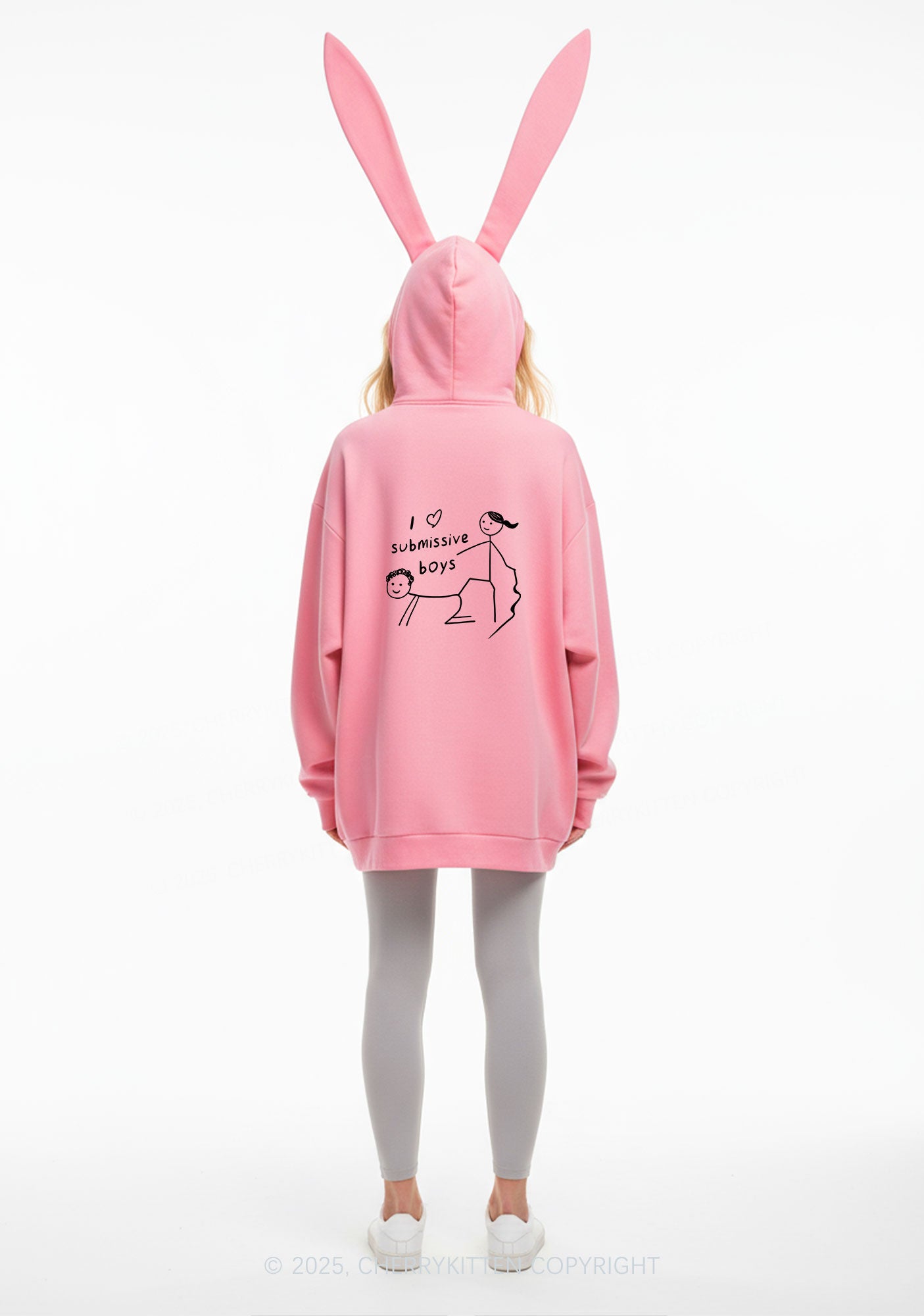 I Love S Boys Y2K Bunny Ear Zip Hoodie Cherrykitten