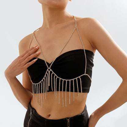 Fashion Metal Tassel Diamond Temperament Breast Chain