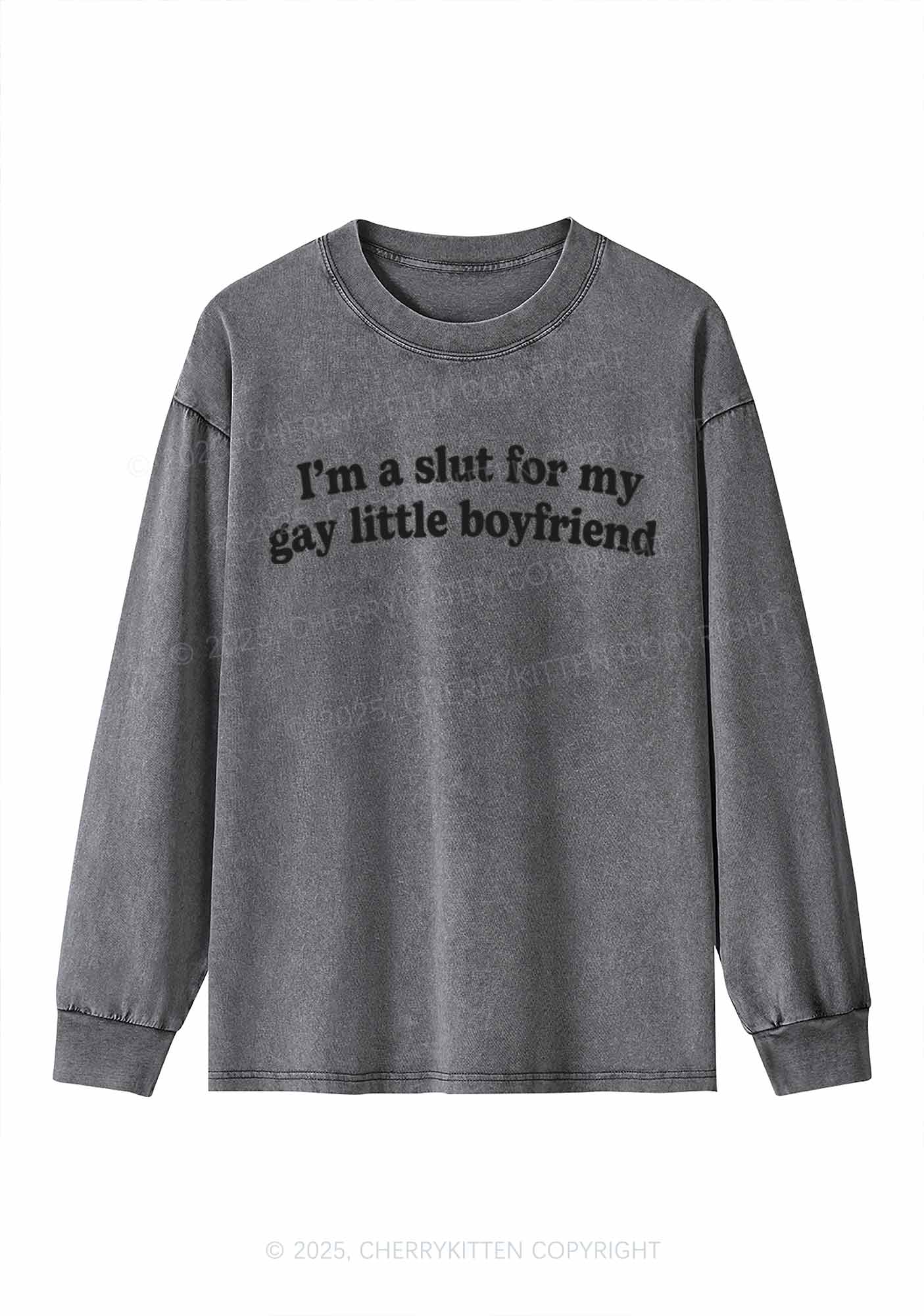 Slxt For My Gay BF Y2K Washed Long Sleeves Cherrykitten