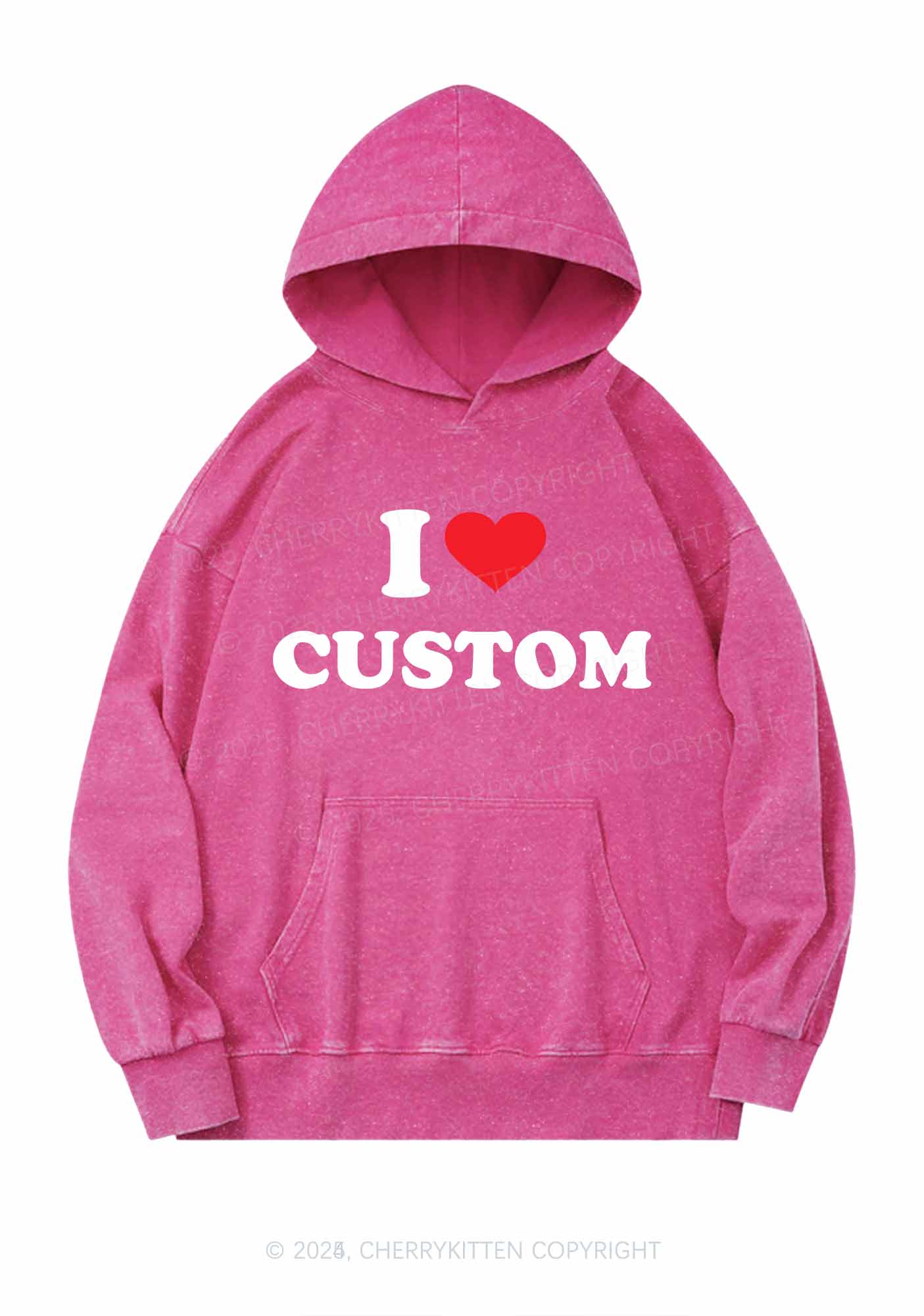 I Love Custom Personalized Y2K Washed Hoodie Cherrykitten