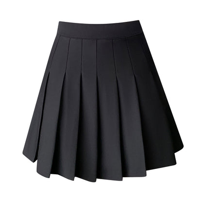 Solid Color High Waist Pleated Skirt