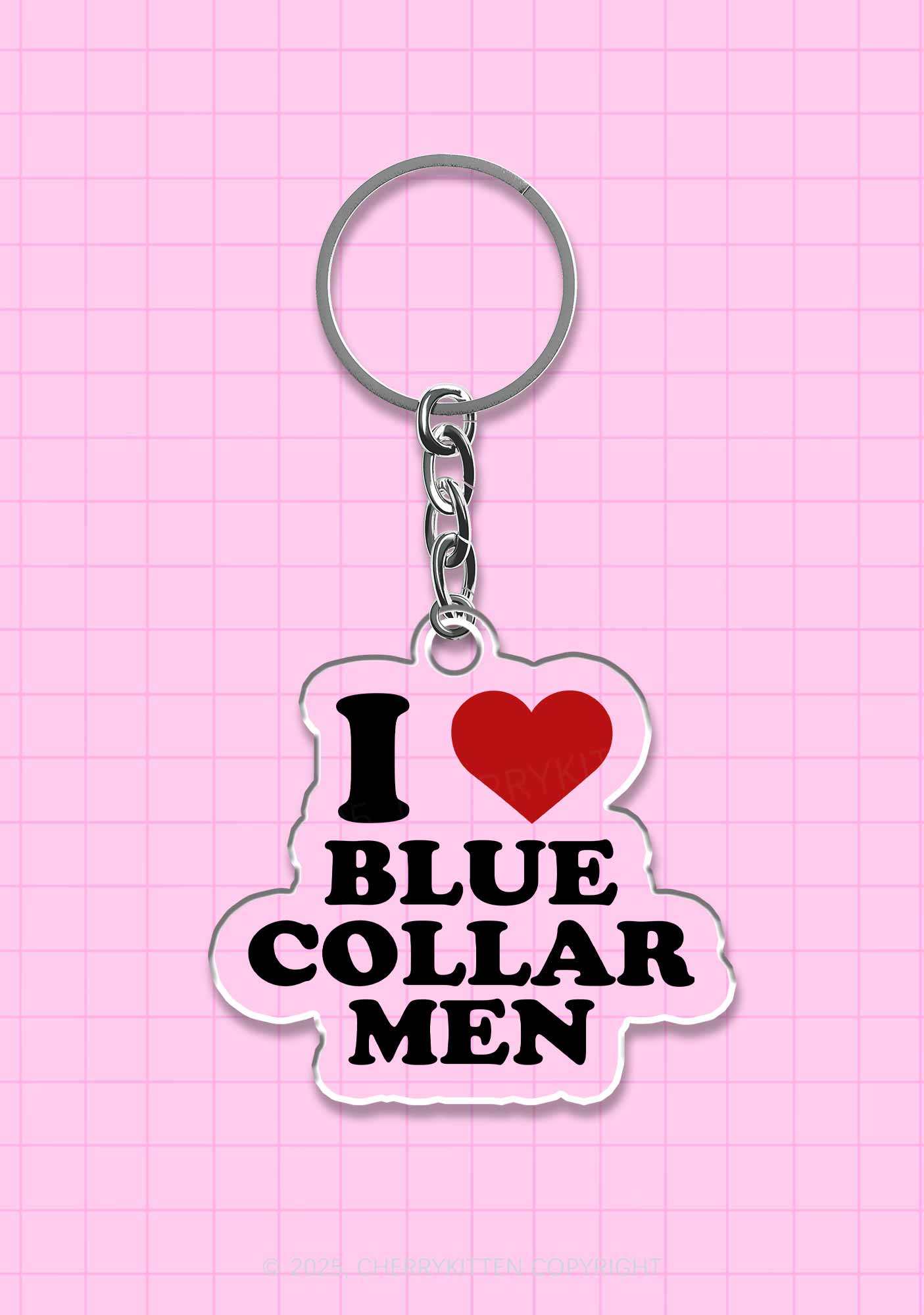 I Love Blue Collar Men 1Pc Y2K Keychain Cherrykitten