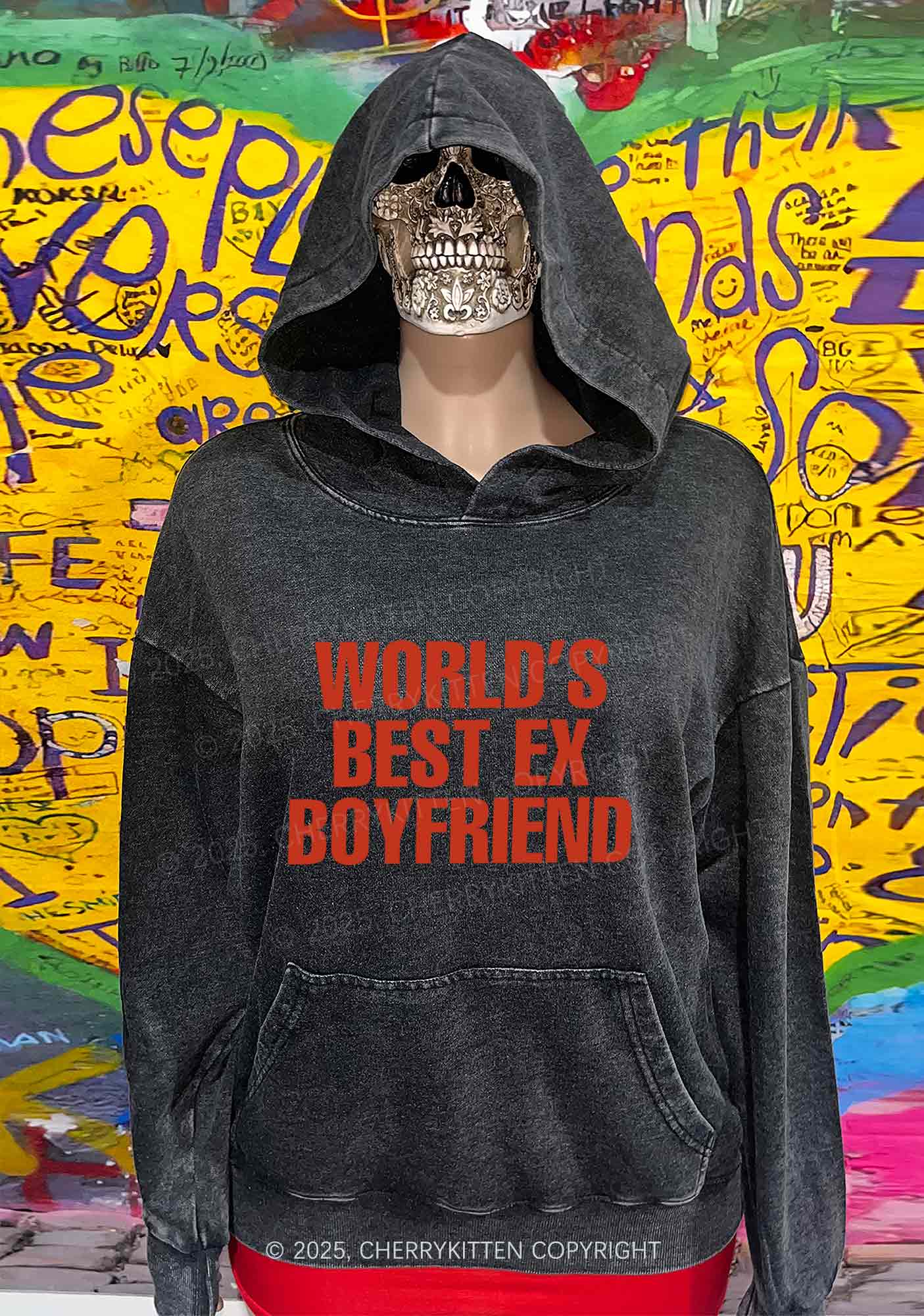 Best Ex Boyfriend Y2K Washed Hoodie Cherrykitten