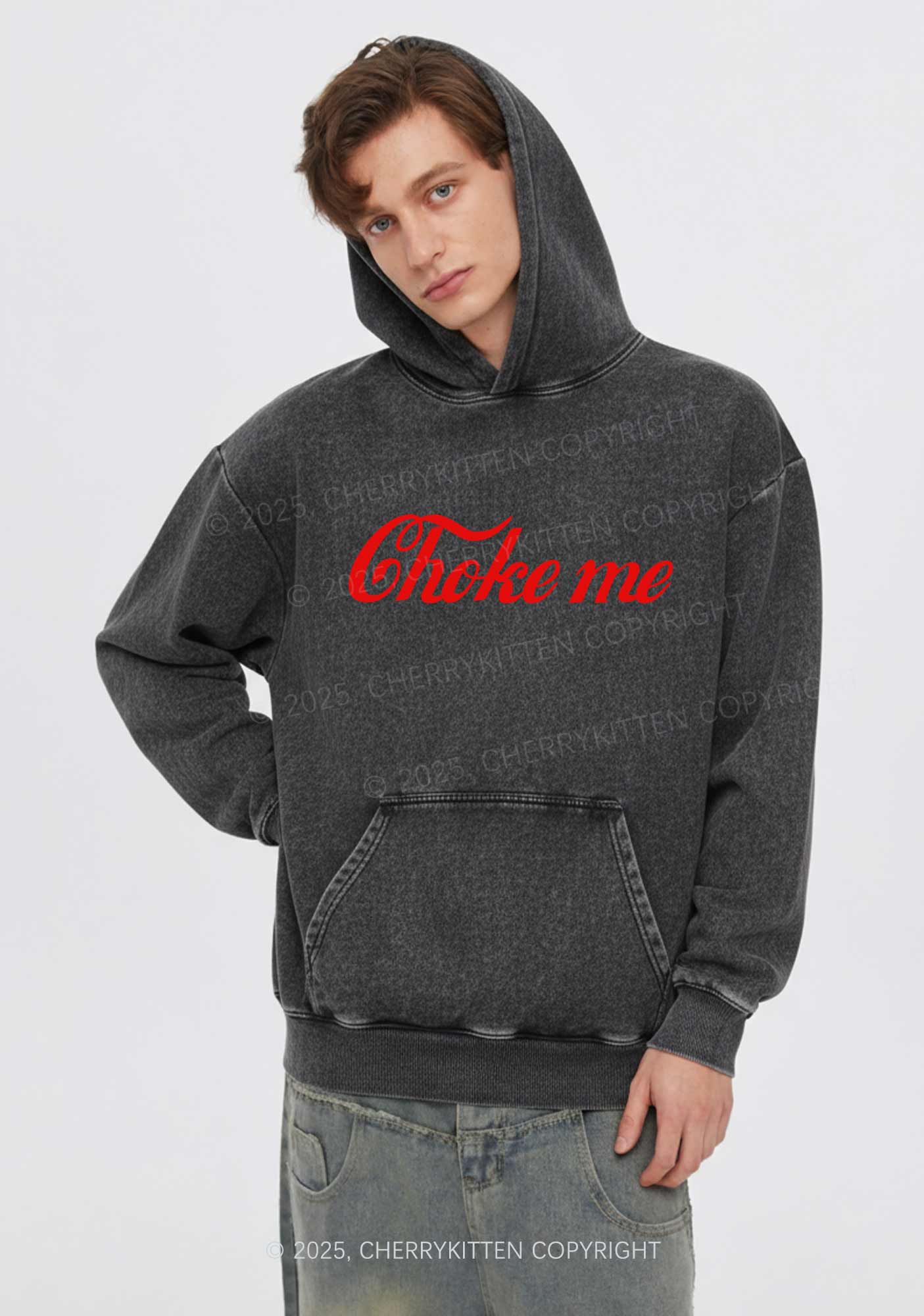 Choke Me Y2K Washed Hoodie Cherrykitten