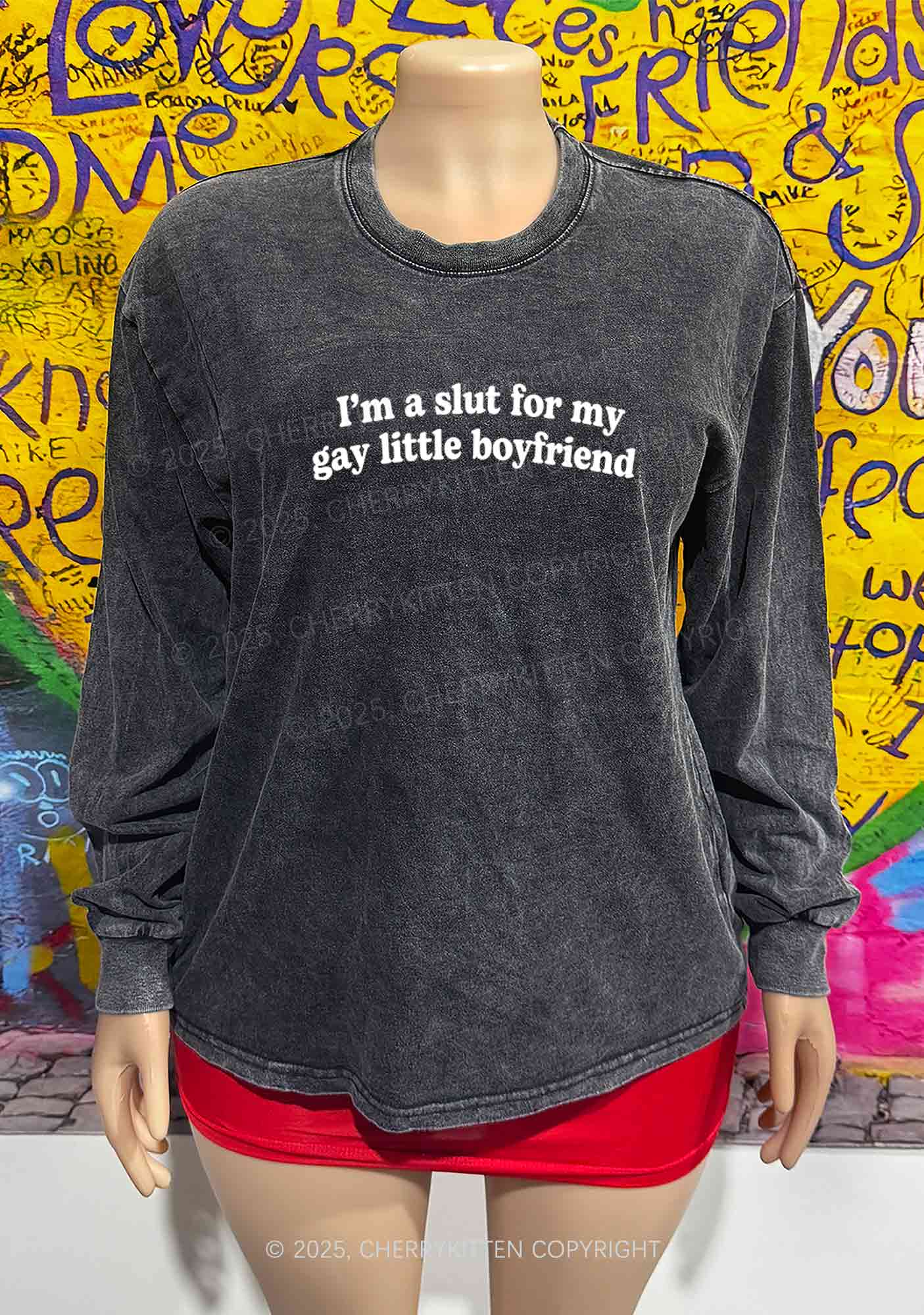 Slxt For My Gay BF Y2K Washed Long Sleeves Cherrykitten