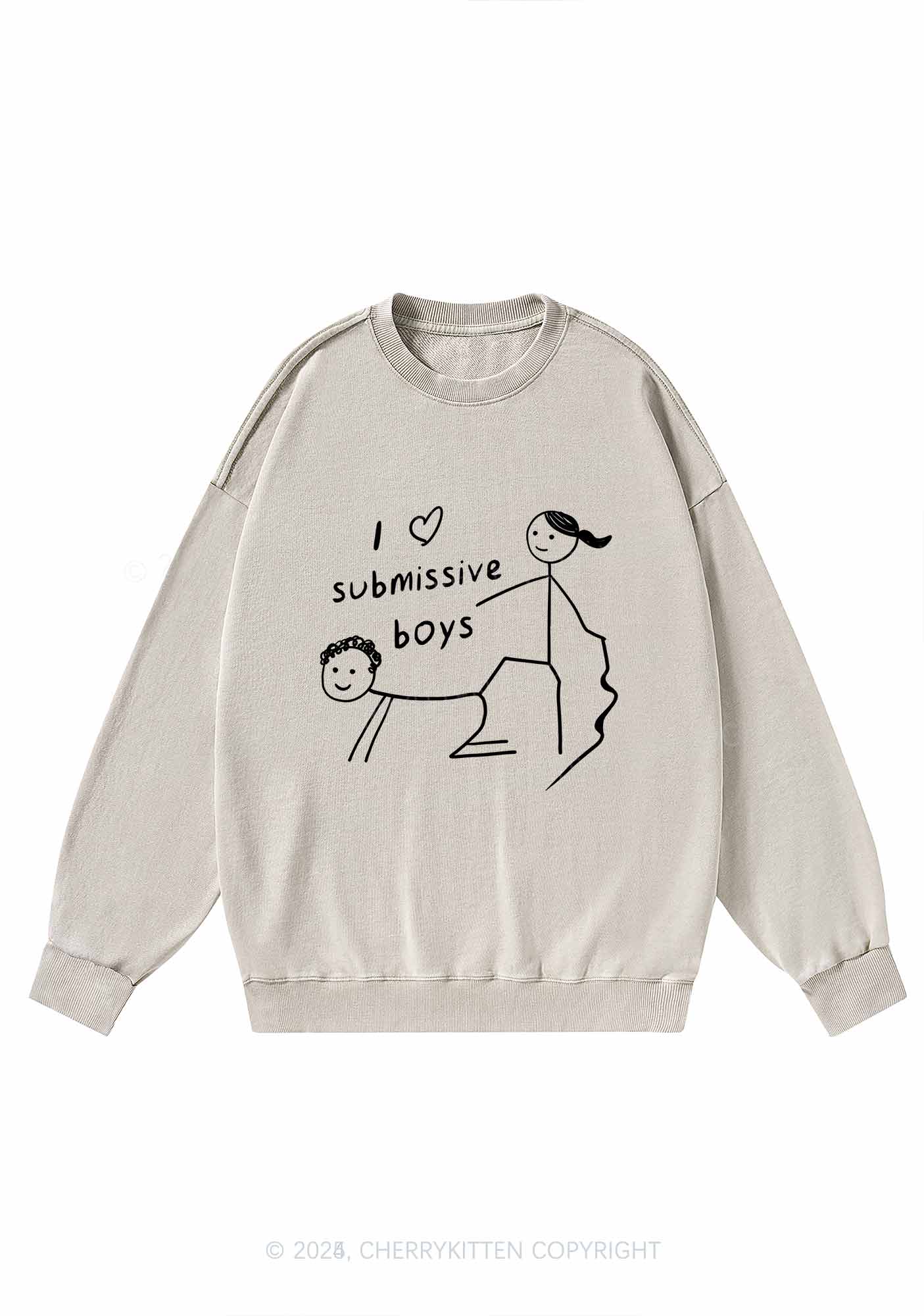 I Love S Boys Y2K Washed Sweatshirts Cherrykitten