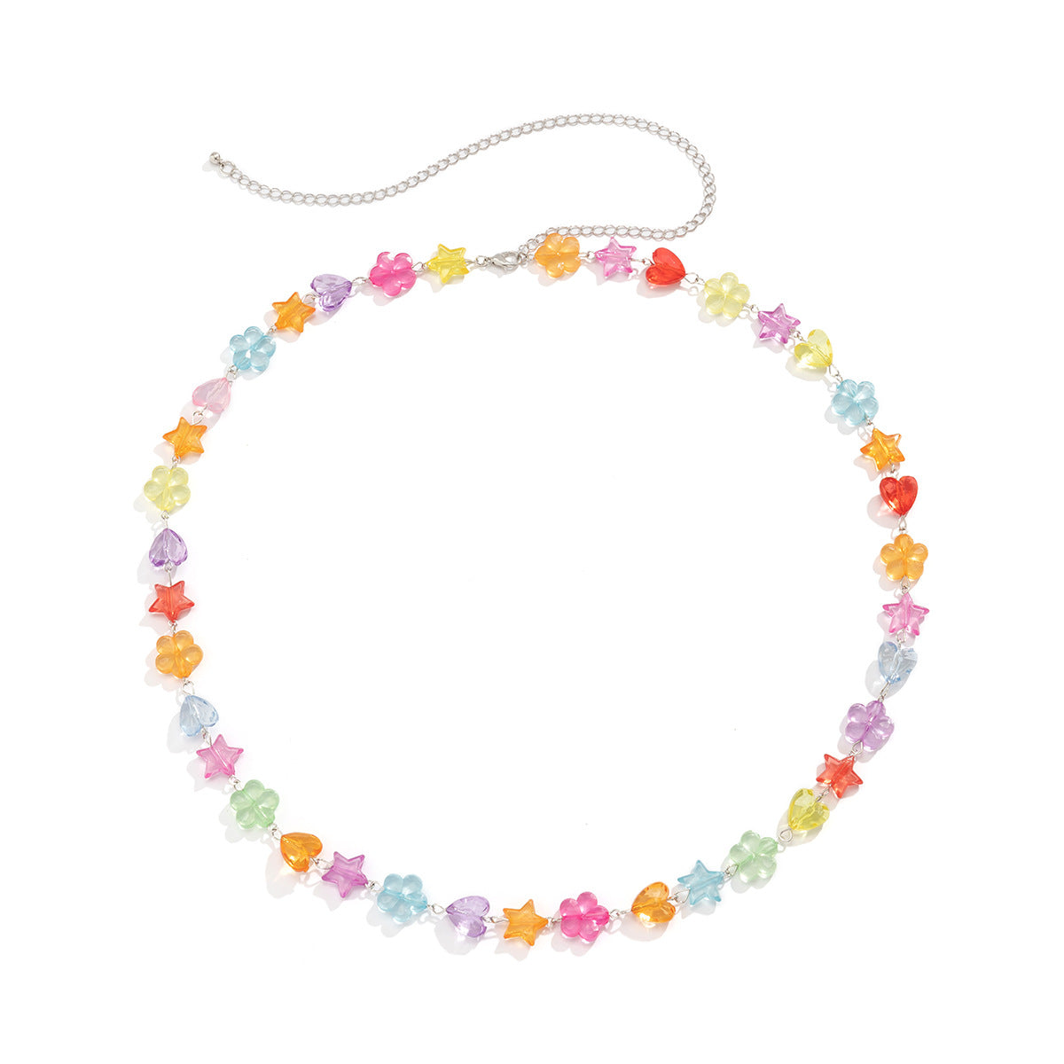 Acrylic Colorful Heart Flower Waist Chain