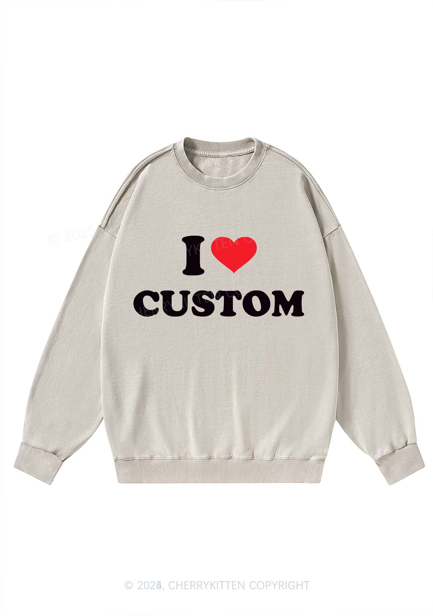 I Love Custom Personalized Y2K Washed Sweatshirts Cherrykitten