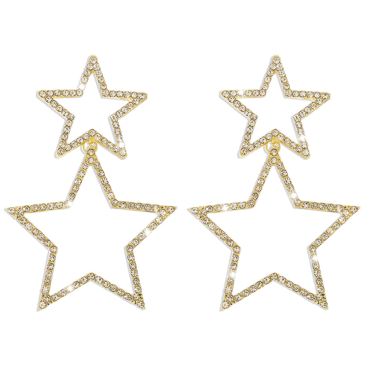 Pentagram Double Layer Fashion Rhinestone Earrings