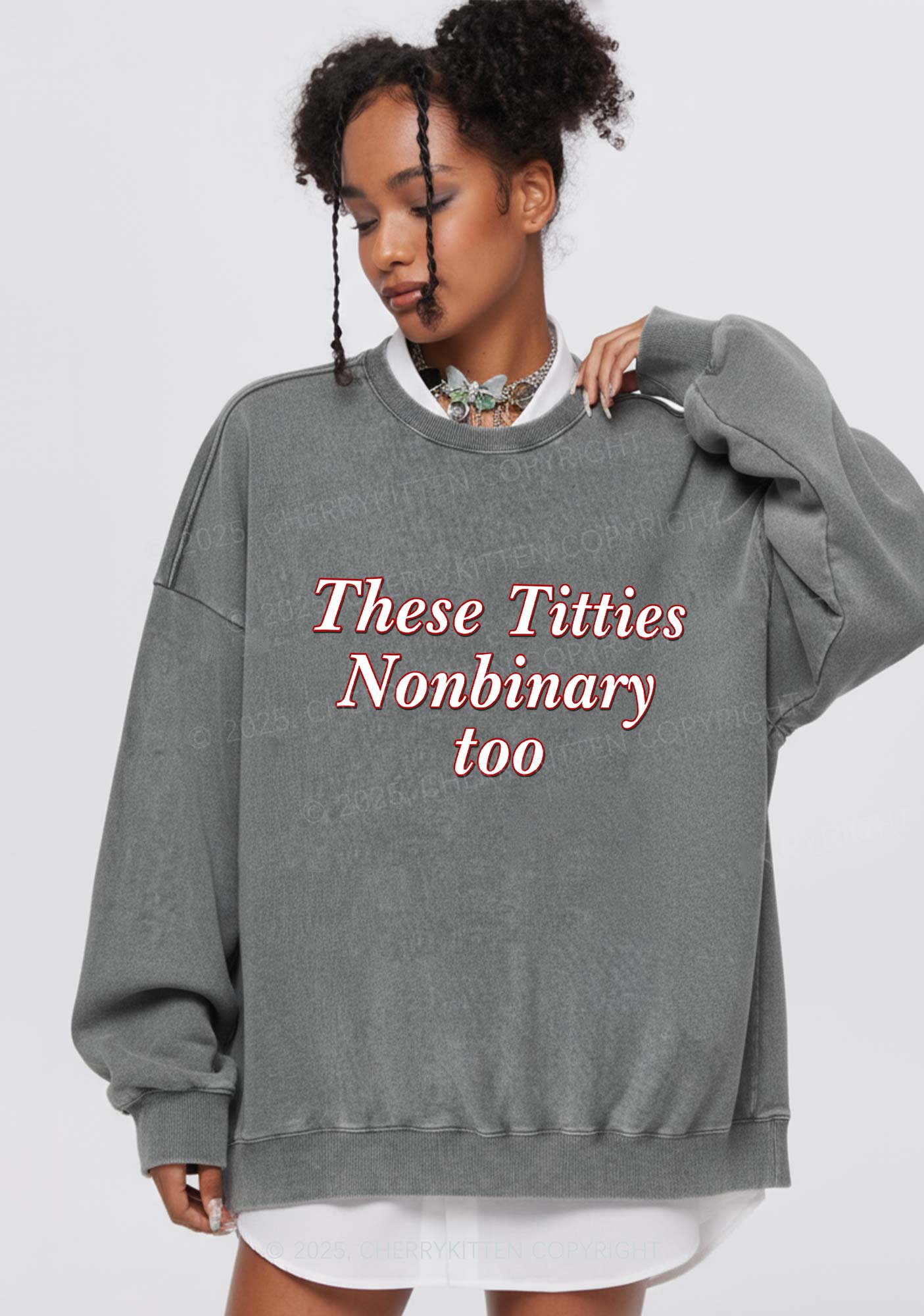 Txtties Nonbinary Too Y2K Washed Sweatshirts Cherrykitten