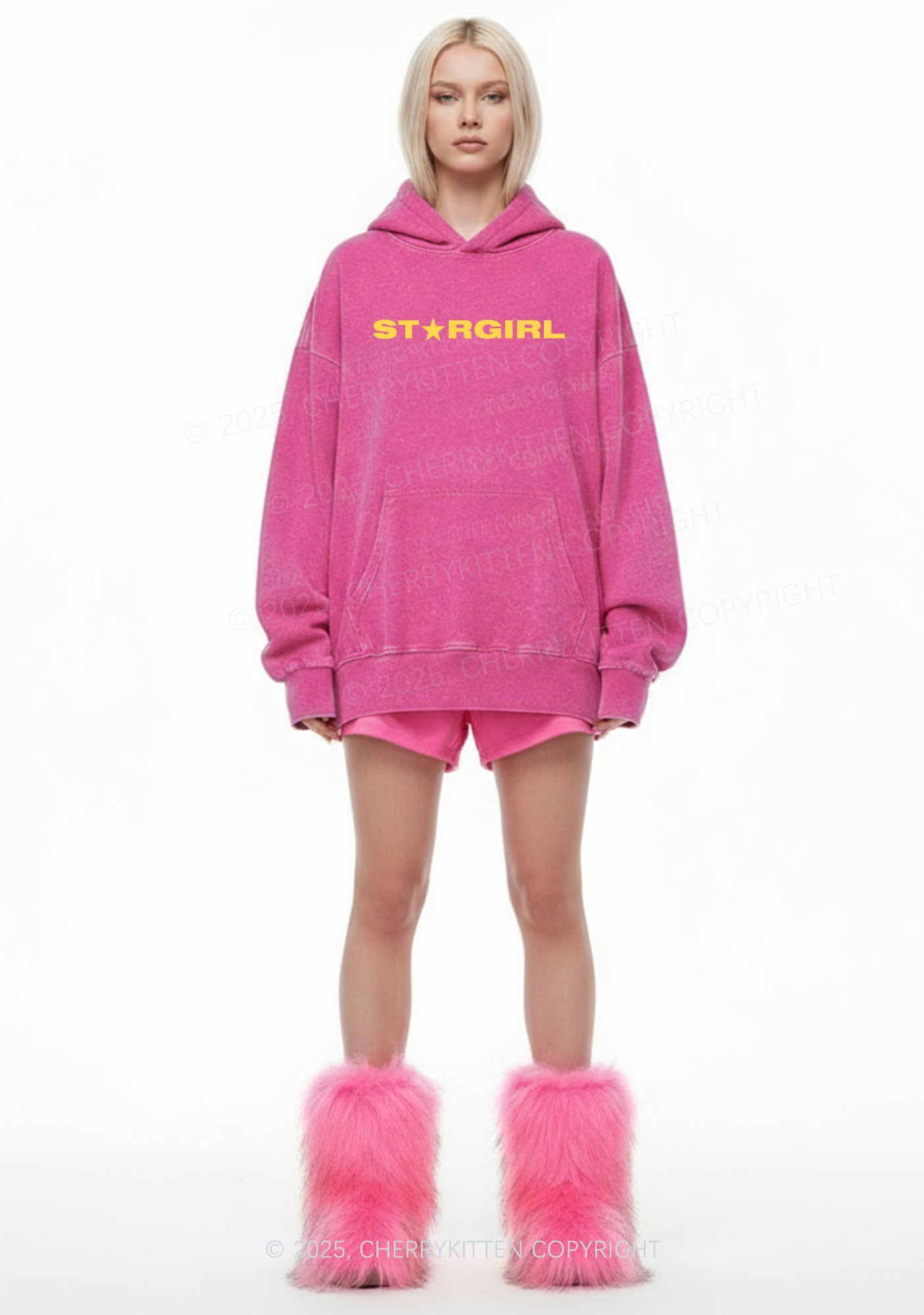 Red Stargirl Y2K Washed Hoodie Cherrykitten