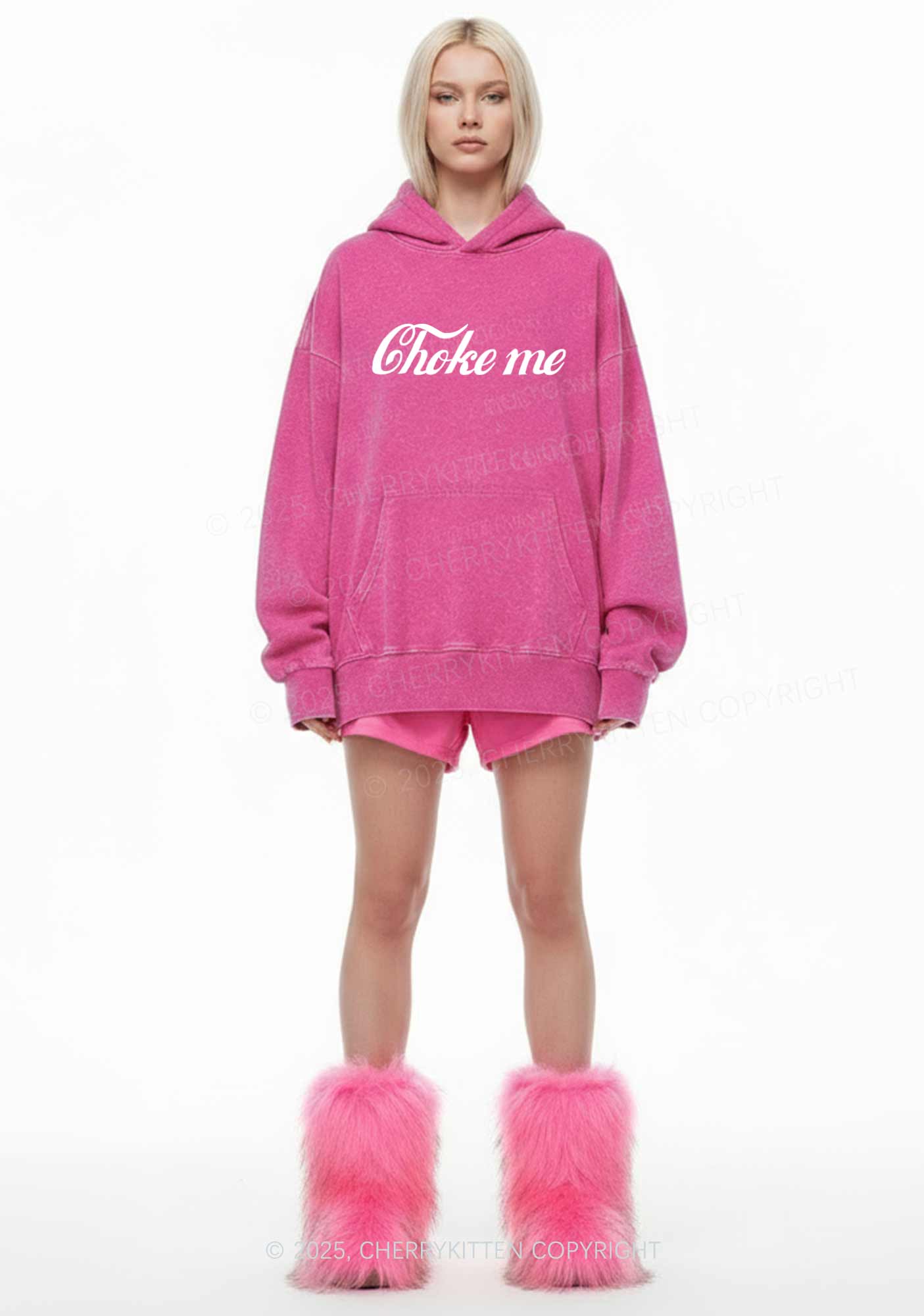 Choke Me Y2K Washed Hoodie Cherrykitten