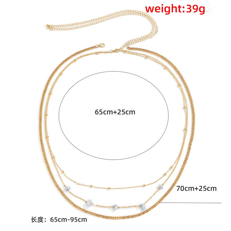 Double Layer Colorful Gravel Waist Chain