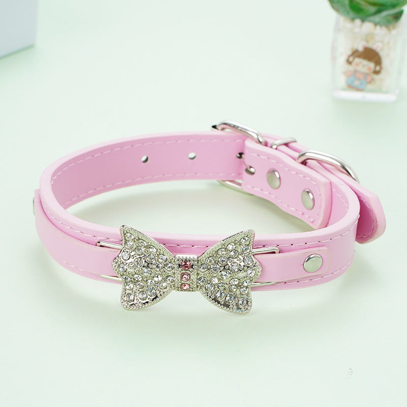 Creative Diamond Bow Dog Leash Pet Collar