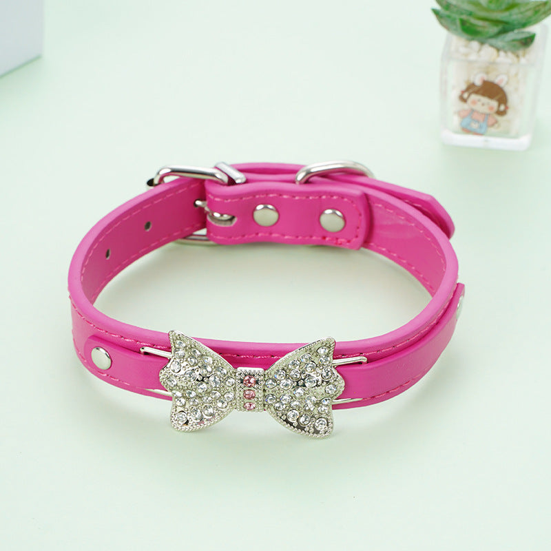 Creative Diamond Bow Dog Leash Pet Collar