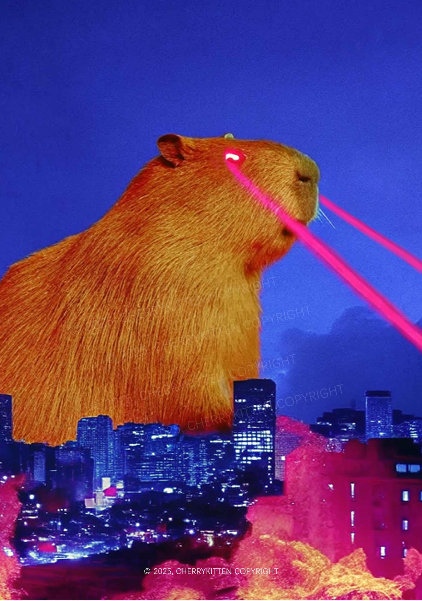 Laser Monster Capybara Y2K Mesh Crop Top Cherrykitten