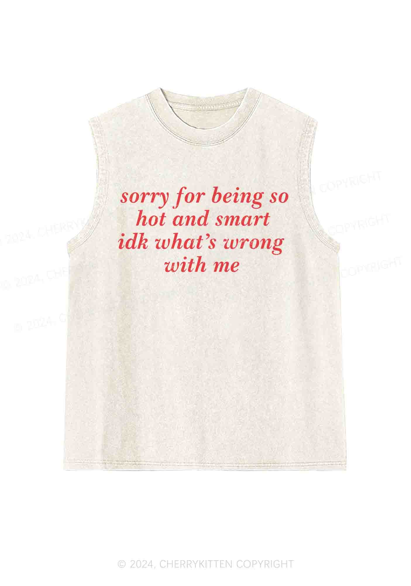 Sorry For Being So Smart Y2K Washed Tank Cherrykitten