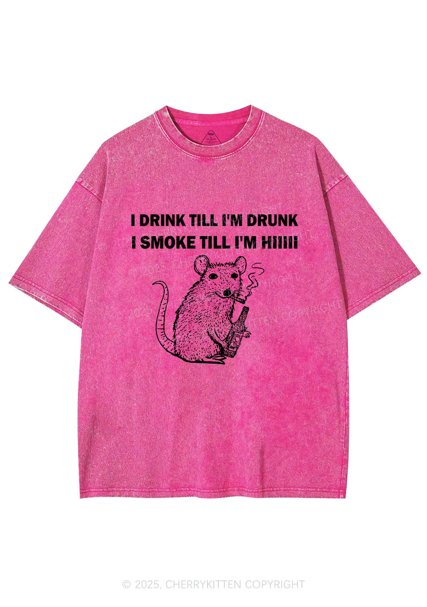 Drunk And Smoke Ratz Y2K Shirts Washed Tee Cherrykitten