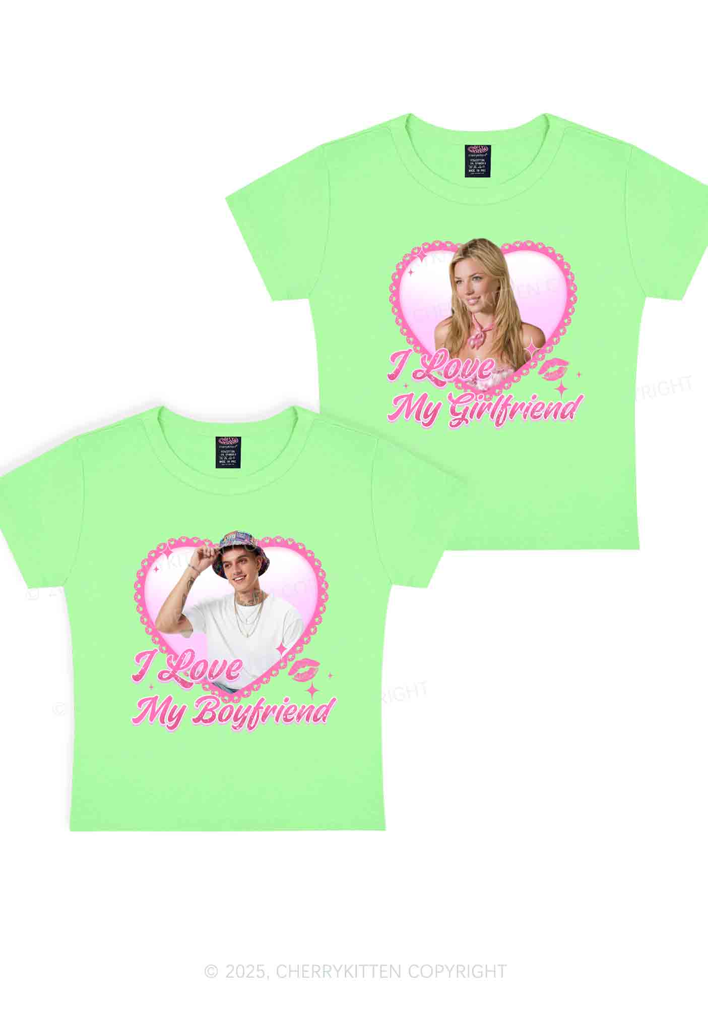 Custom Love My GF BF Photo Y2K Valentine's Day Baby Tee Cherrykitten