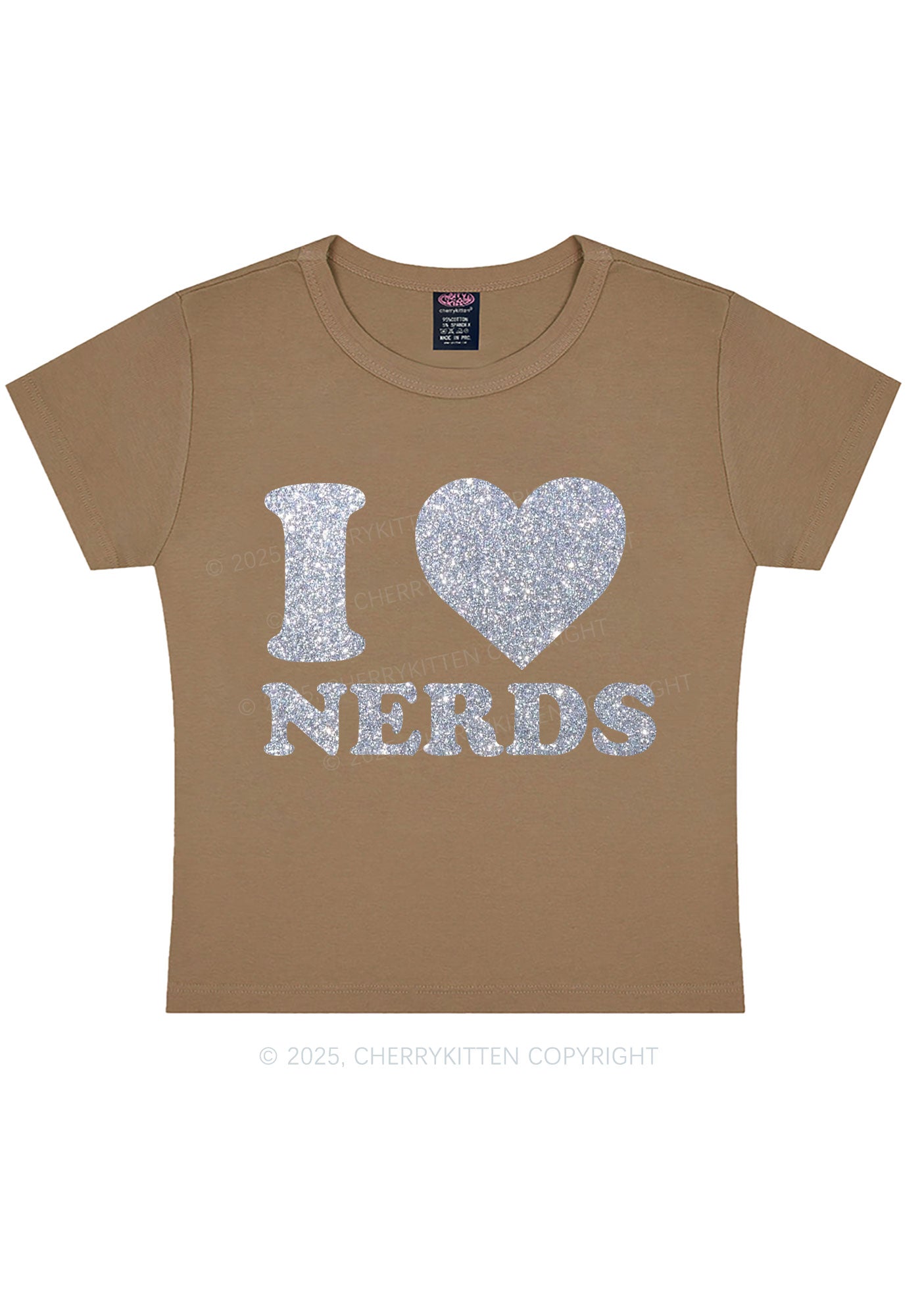 Glitter I Love Nerds Y2K Baby Tee Cherrykitten