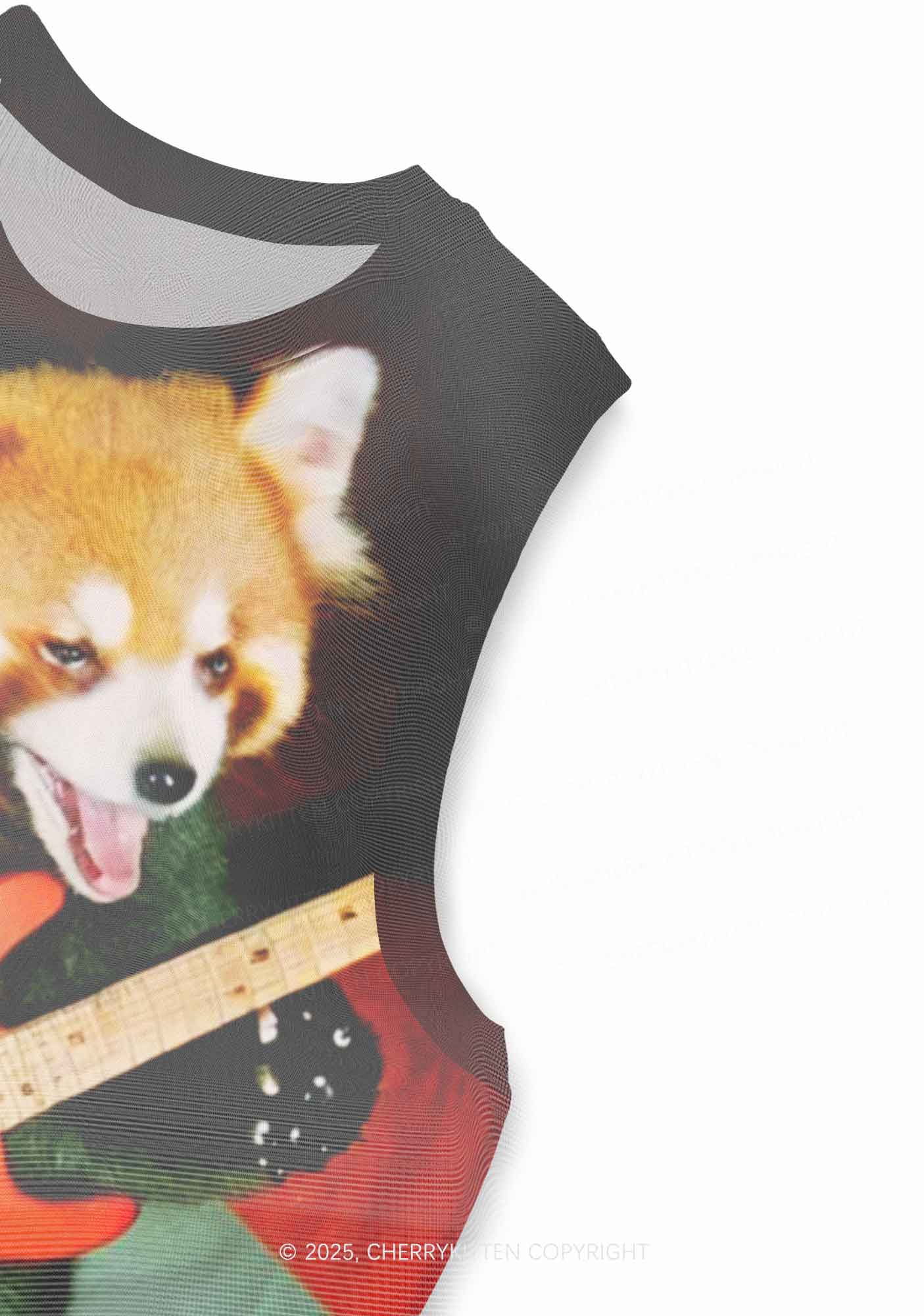 Guitar Raccoon Y2K Mesh Muscle Tank Cherrykitten