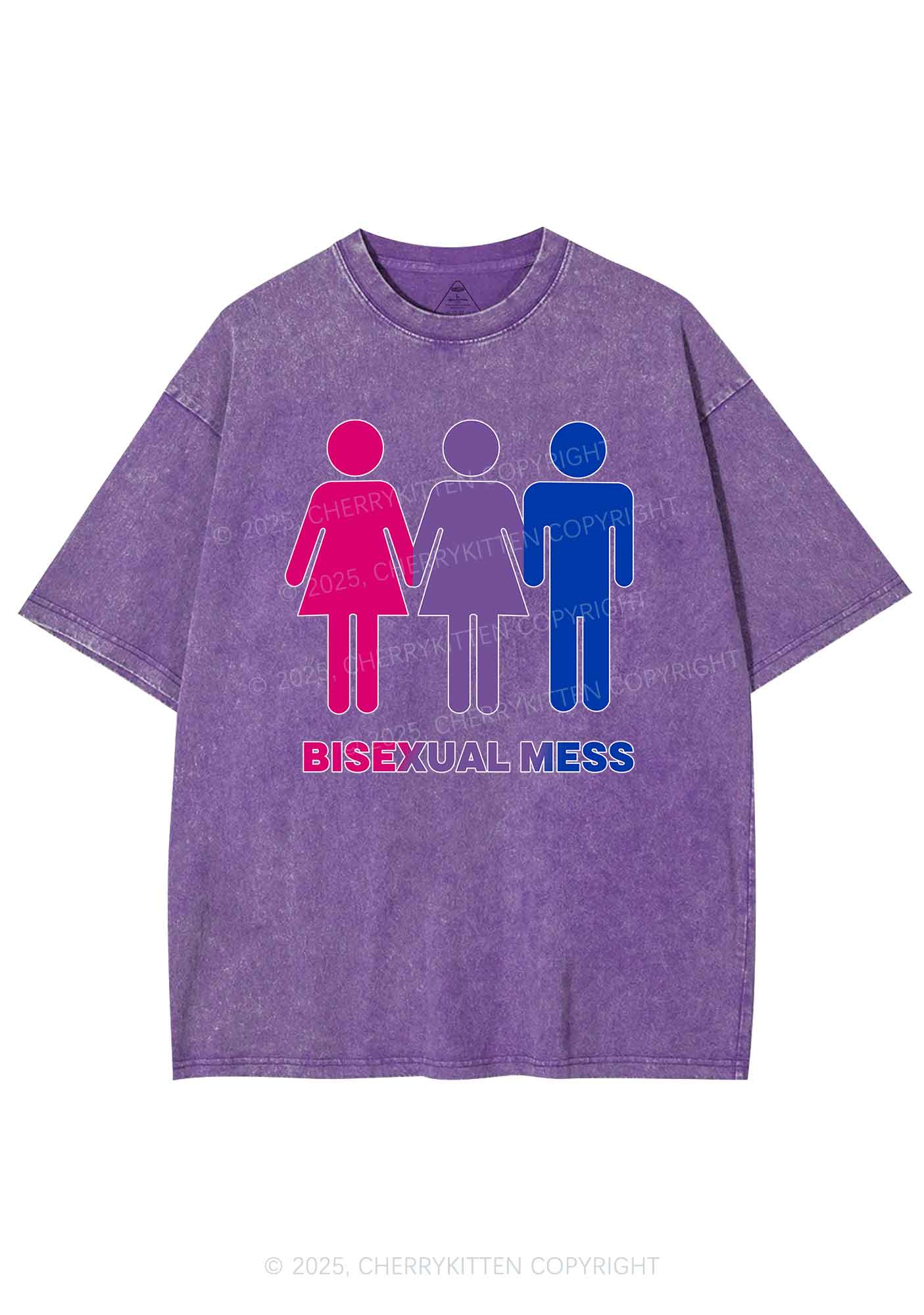 Bisexual Mess Love Pride Y2K Shirts Washed Tee Cherrykitten