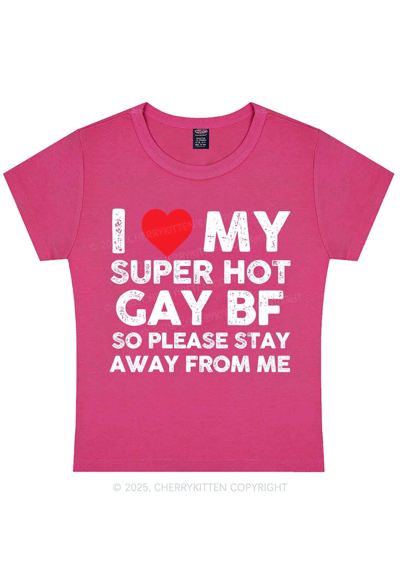 I Love My Hot BF Pride Y2K Baby Tee Cherrykitten