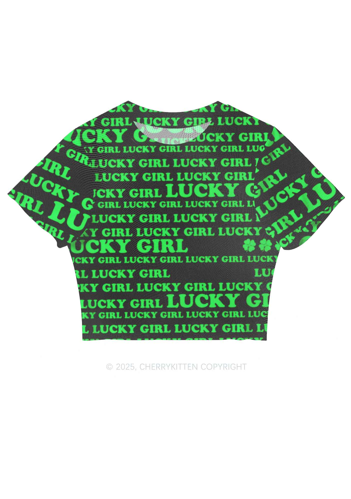 Lucky Girl Y2K Mesh Crop Top Cherrykitten