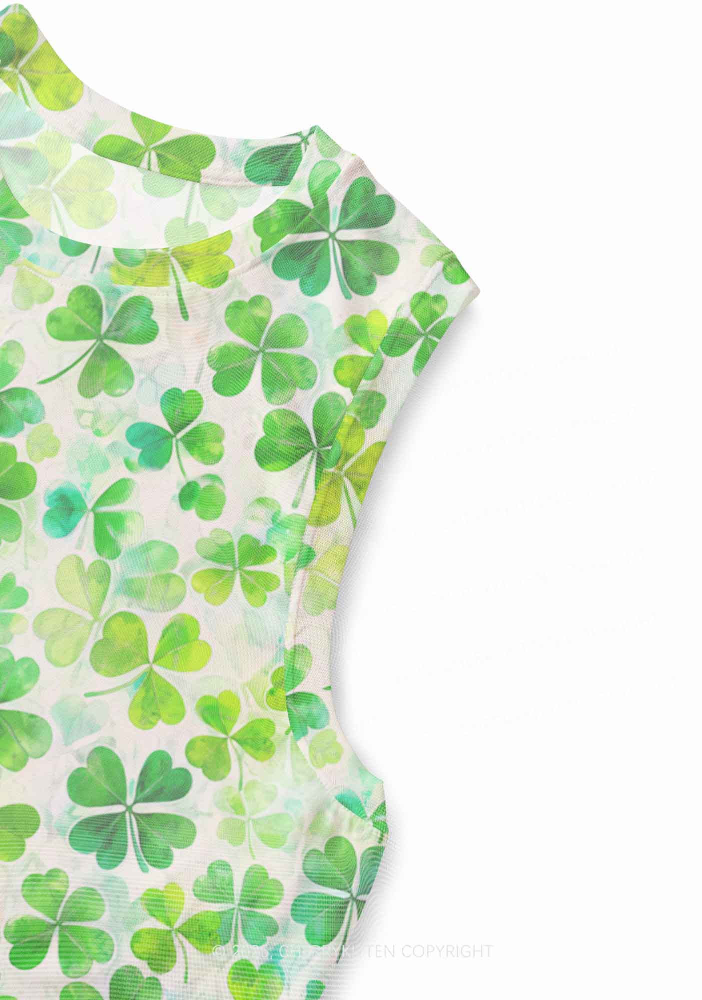Green Shamrock Y2K Mesh Muscle Tank Cherrykitten
