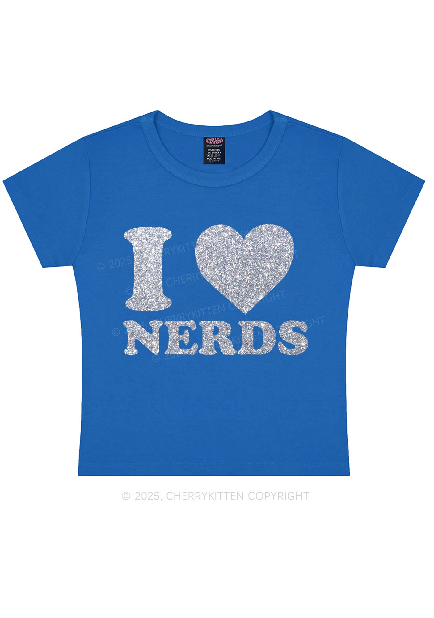 Glitter I Love Nerds Y2K Baby Tee Cherrykitten