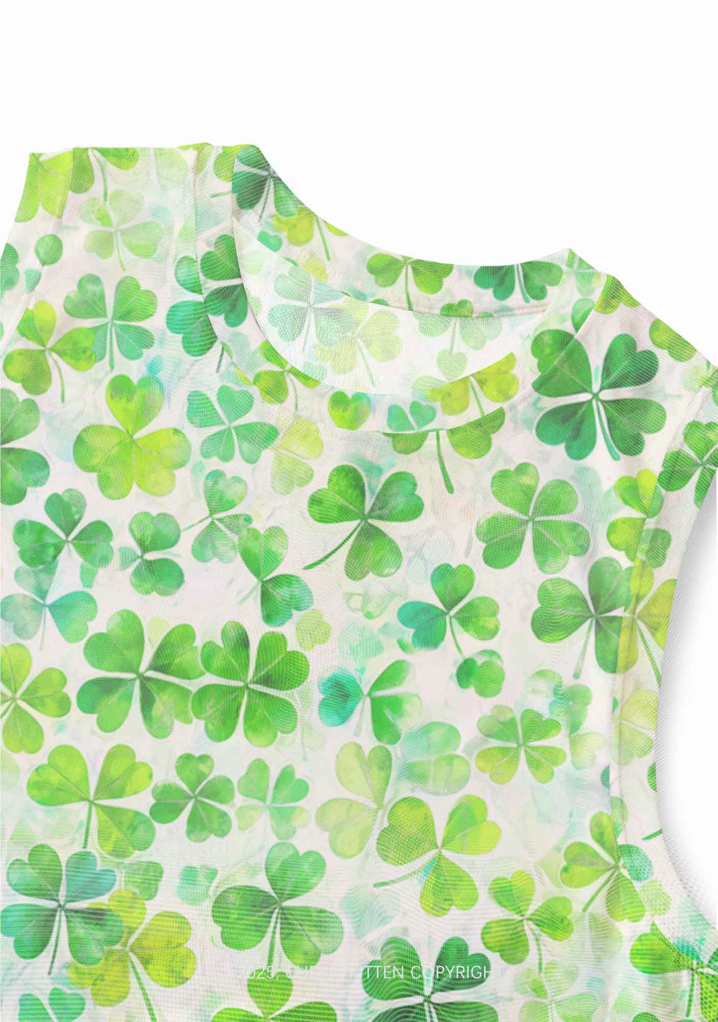 Green Shamrock Y2K Mesh Muscle Tank Cherrykitten