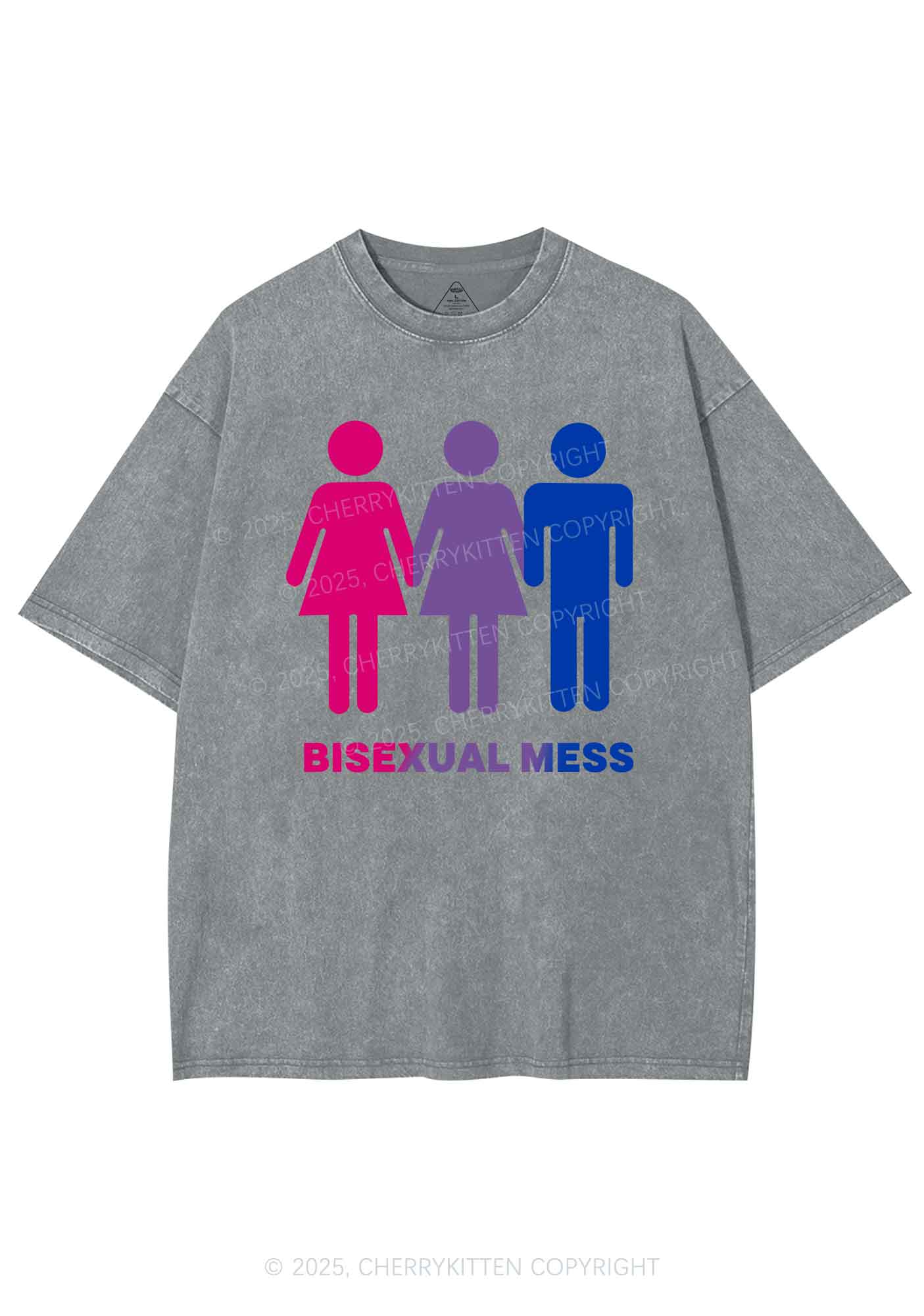Bisexual Mess Love Pride Y2K Shirts Washed Tee Cherrykitten