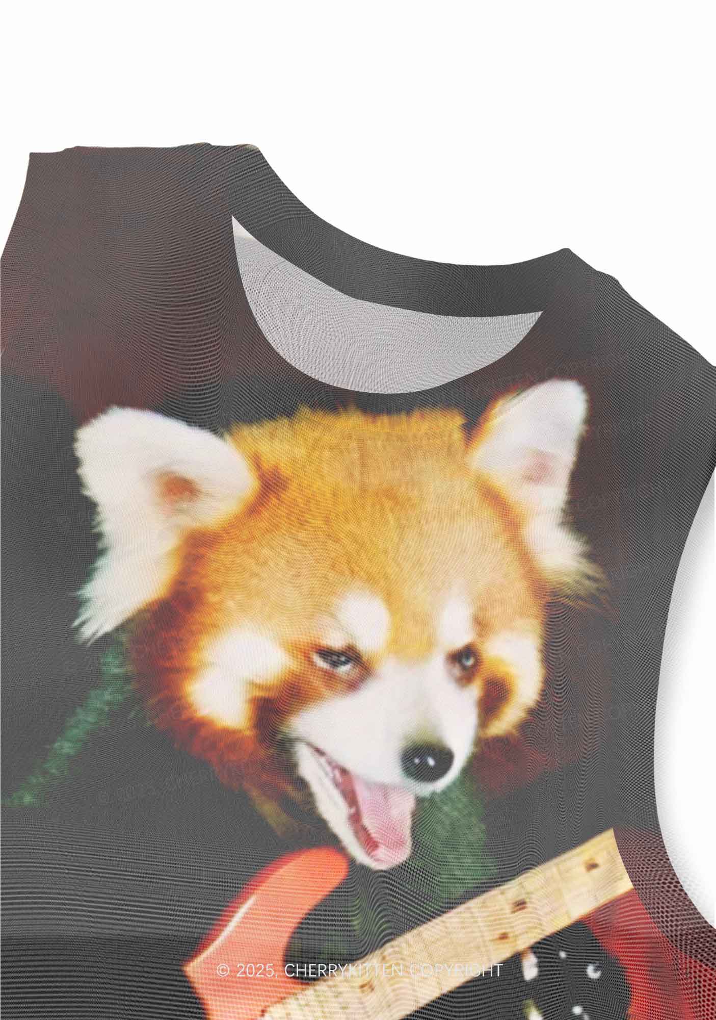 Guitar Raccoon Y2K Mesh Muscle Tank Cherrykitten