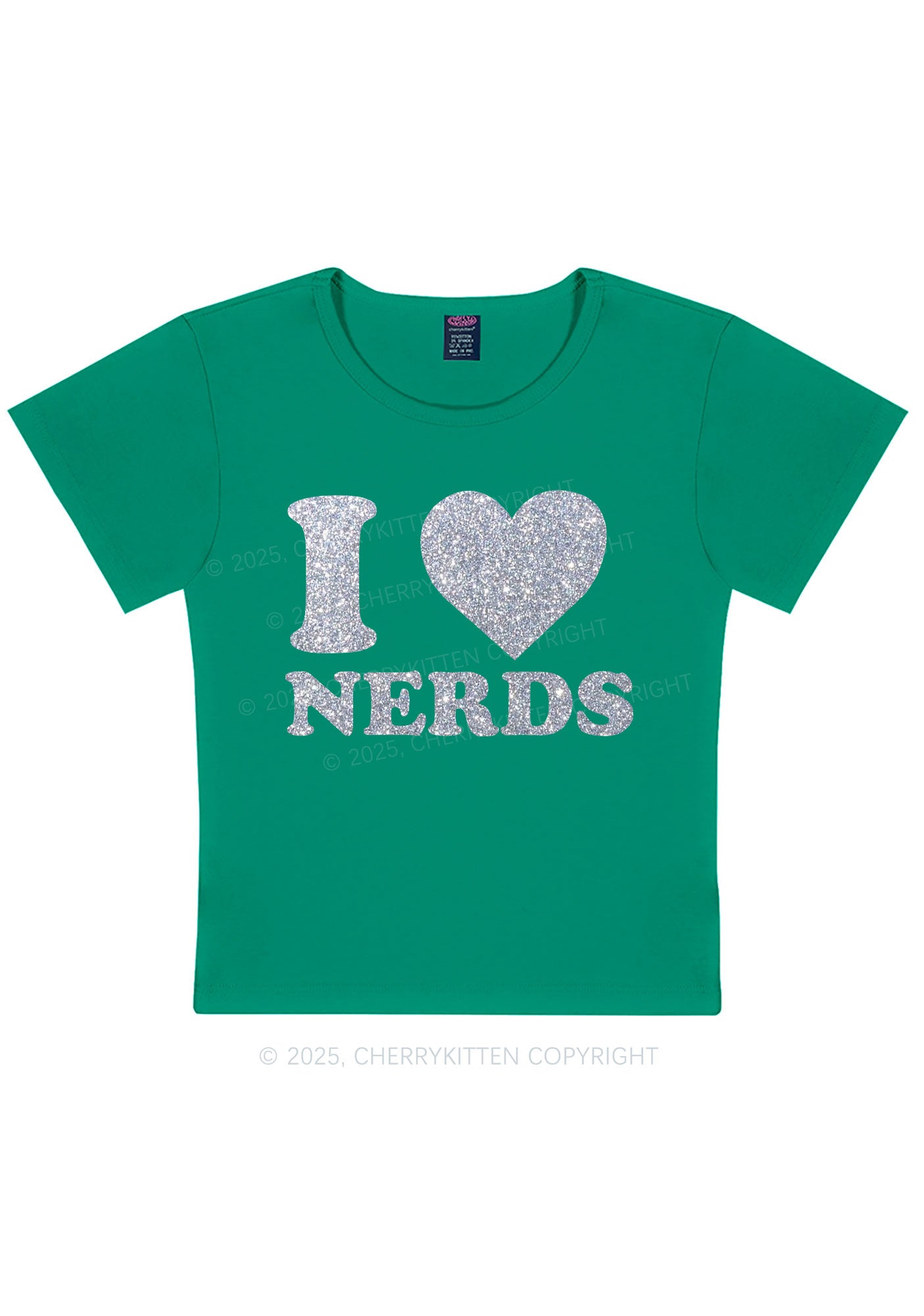 Glitter I Love Nerds Y2K Baby Tee Cherrykitten