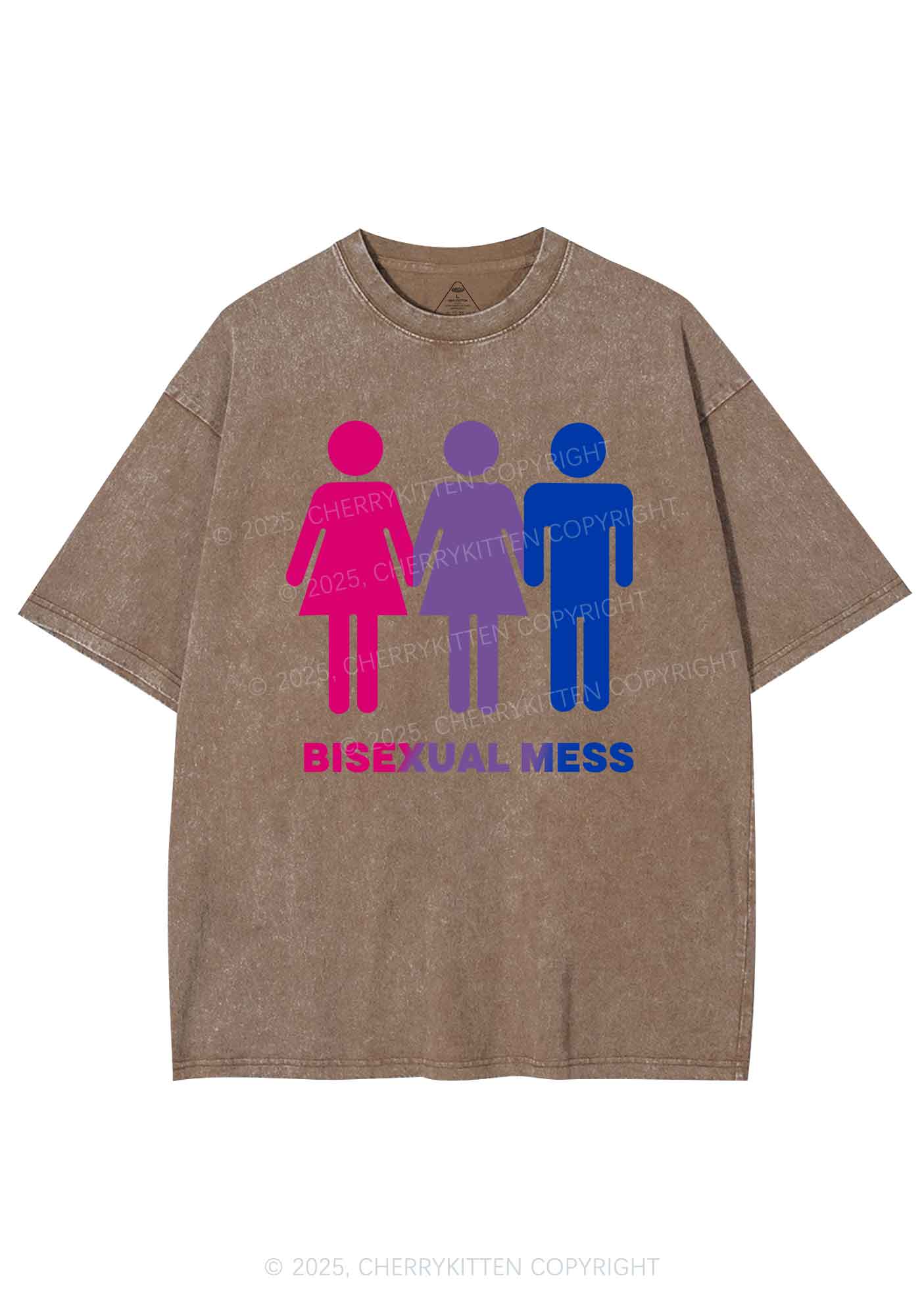 Bisexual Mess Love Pride Y2K Shirts Washed Tee Cherrykitten