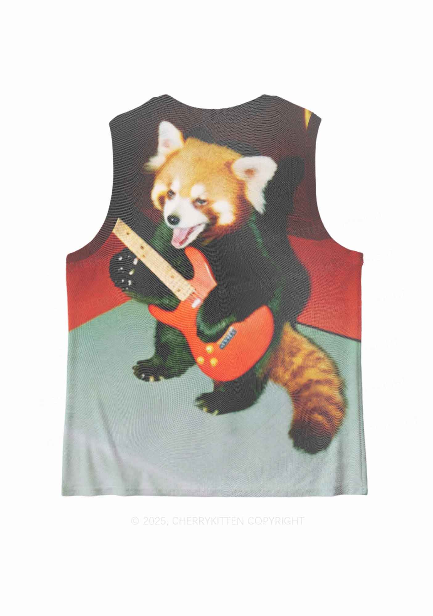 Guitar Raccoon Y2K Mesh Muscle Tank Cherrykitten