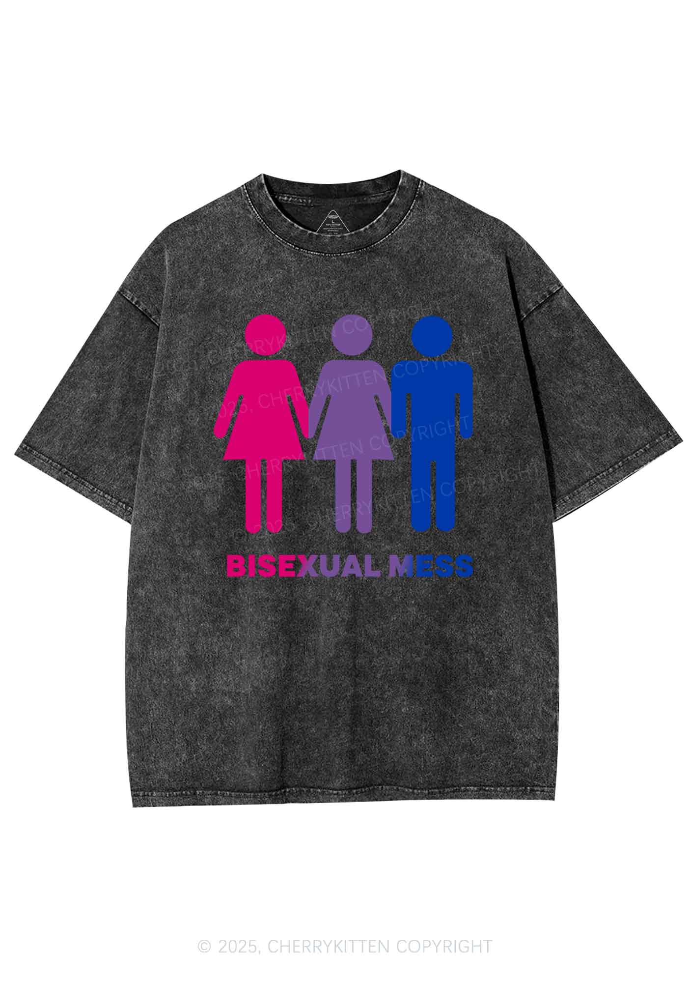 Bisexual Mess Love Pride Y2K Shirts Washed Tee Cherrykitten
