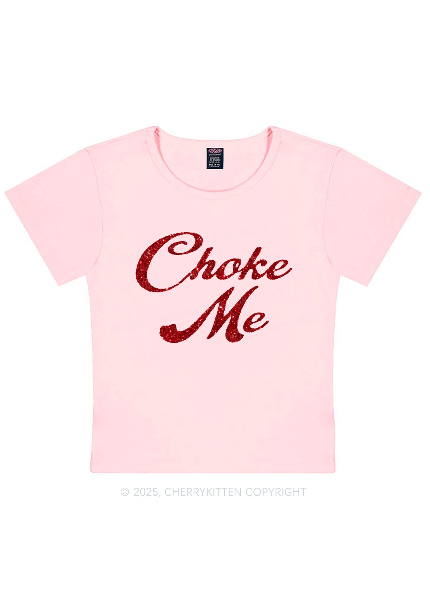 Glitter Choke Me Y2K Baby Tee Cherrykitten