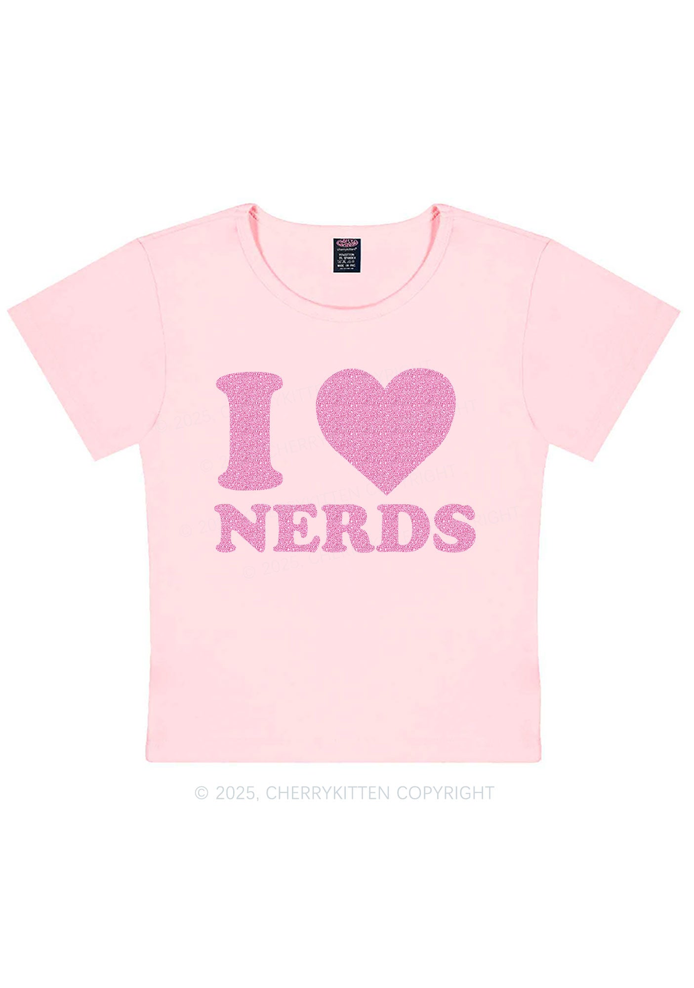 Glitter I Love Nerds Y2K Baby Tee Cherrykitten