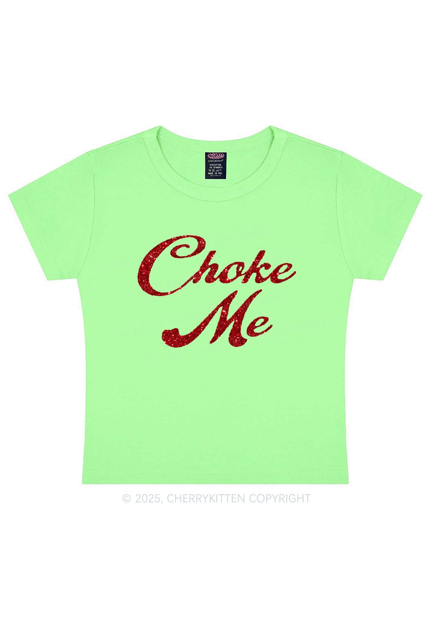 Glitter Choke Me Y2K Baby Tee Cherrykitten