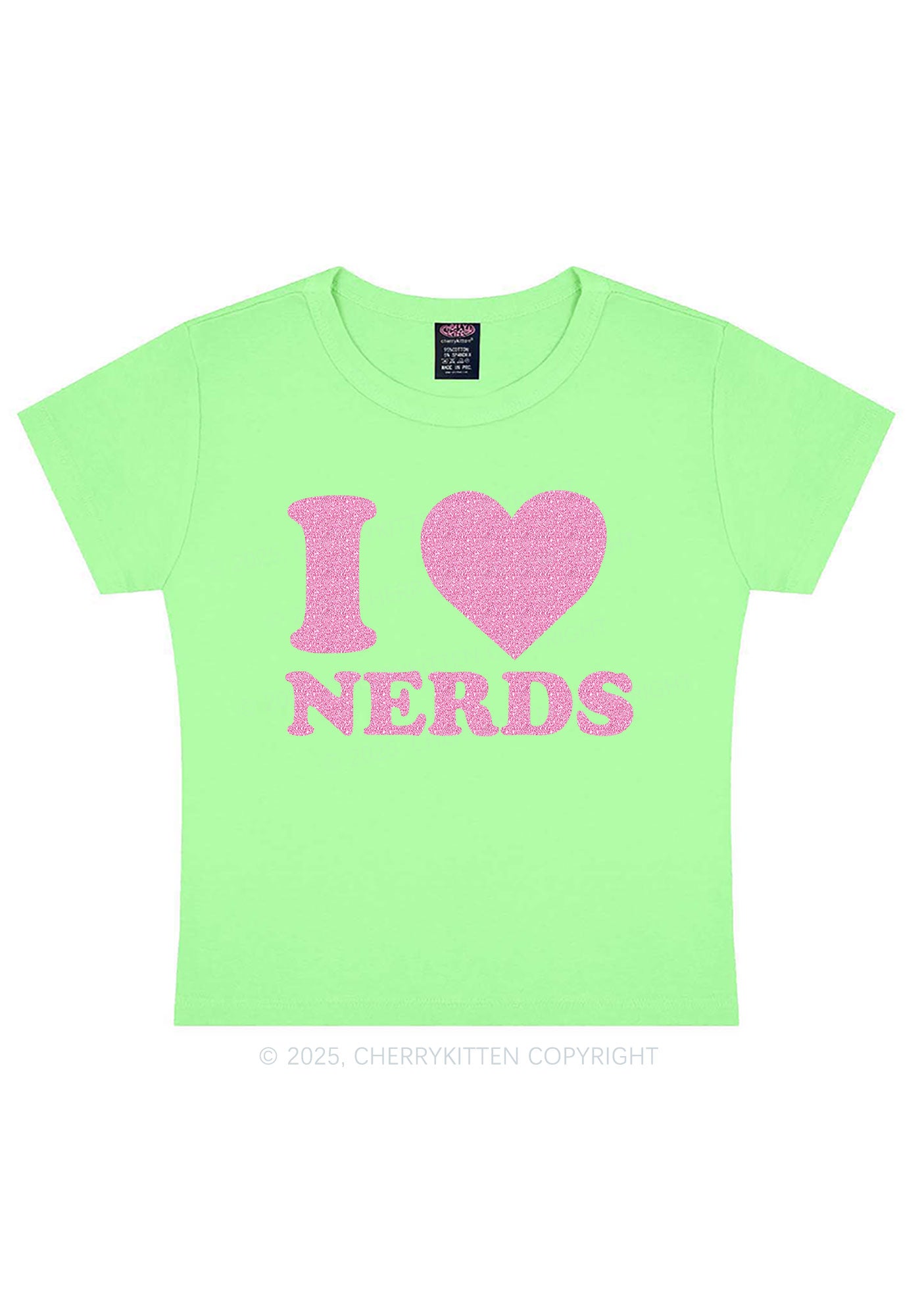 Glitter I Love Nerds Y2K Baby Tee Cherrykitten