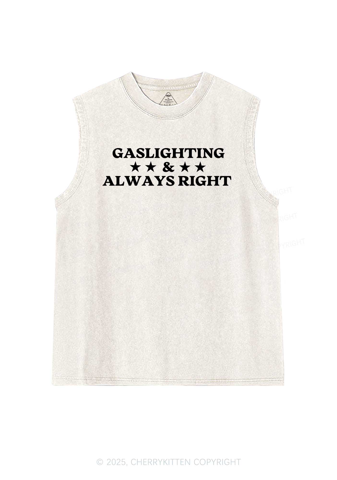 Gaslighting Always Right Y2K Washed Muscle Tank Cherrykitten
