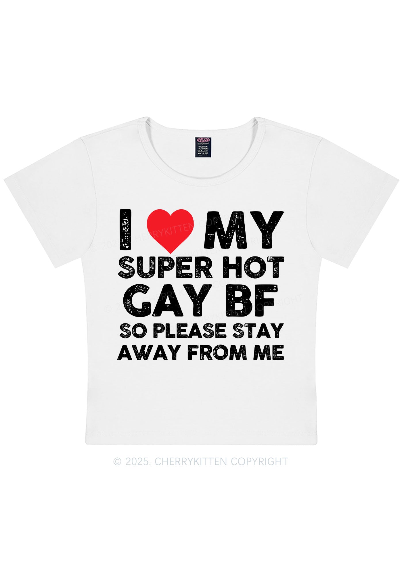 I Love My Hot BF Pride Y2K Baby Tee Cherrykitten