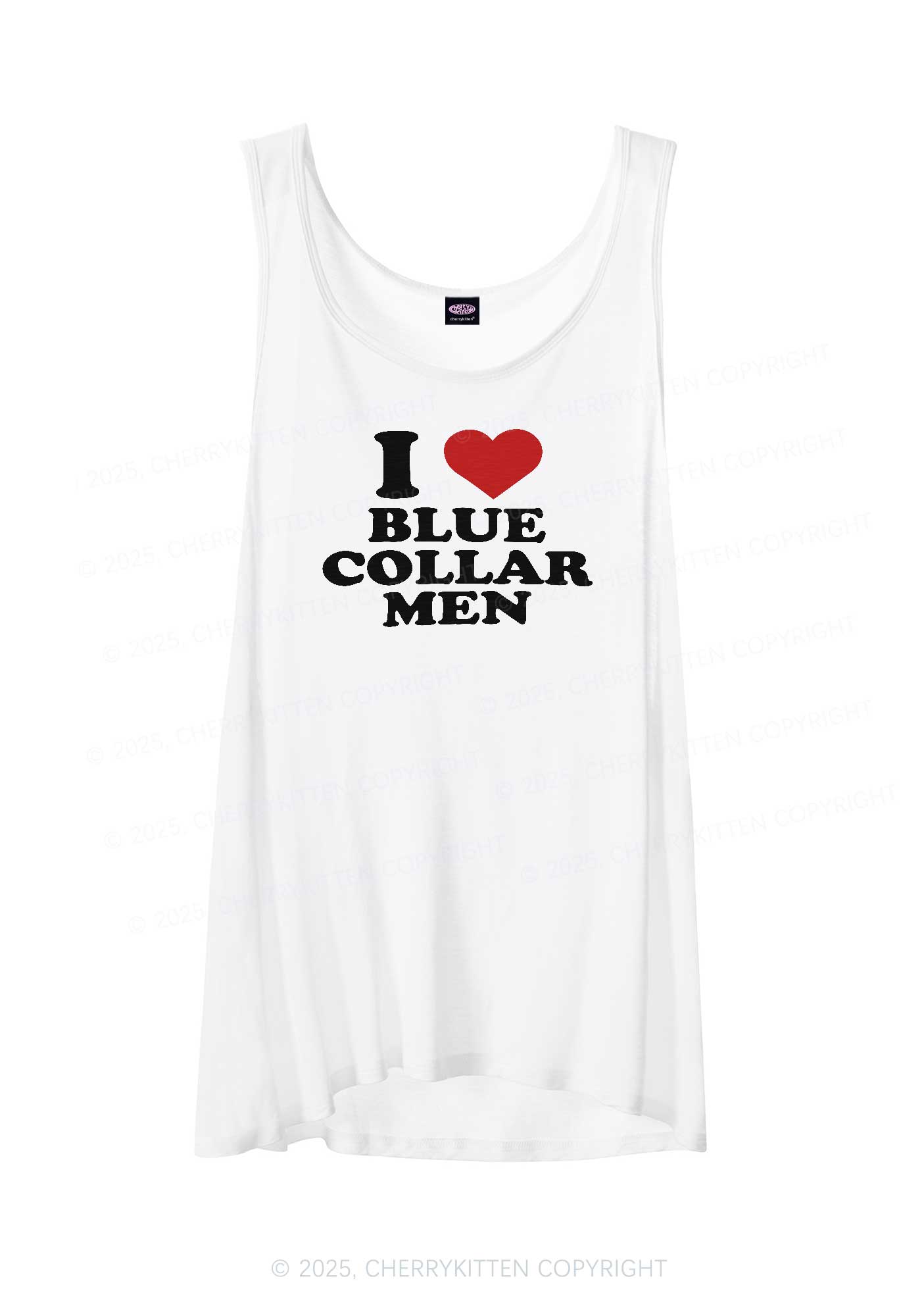 I Love Blue Collar Men Y2K Sheer Boyfriend Tank Cherrykitten