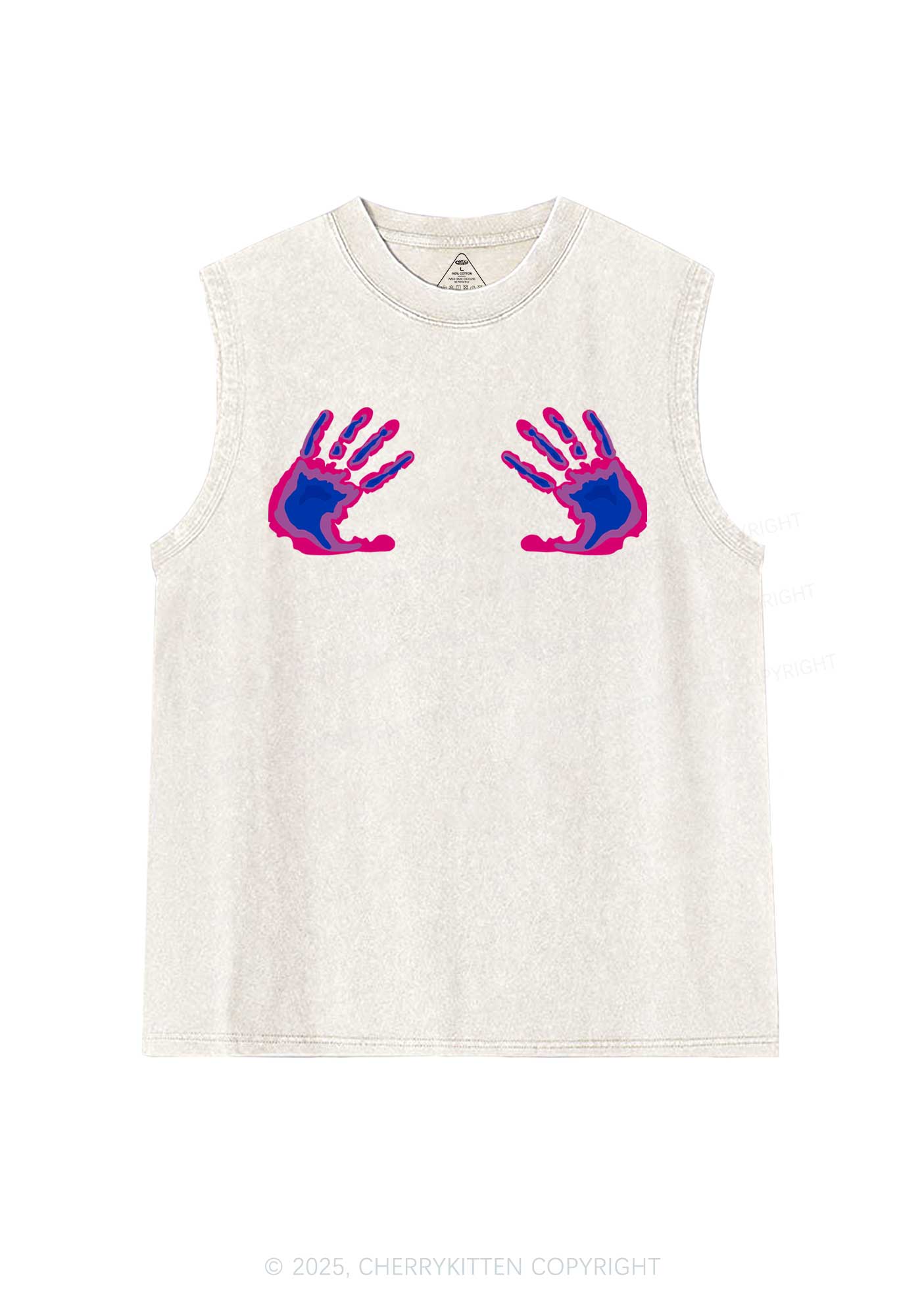 Bisexual Thermal Hands Pride Y2K Washed Muscle Tank Cherrykitten
