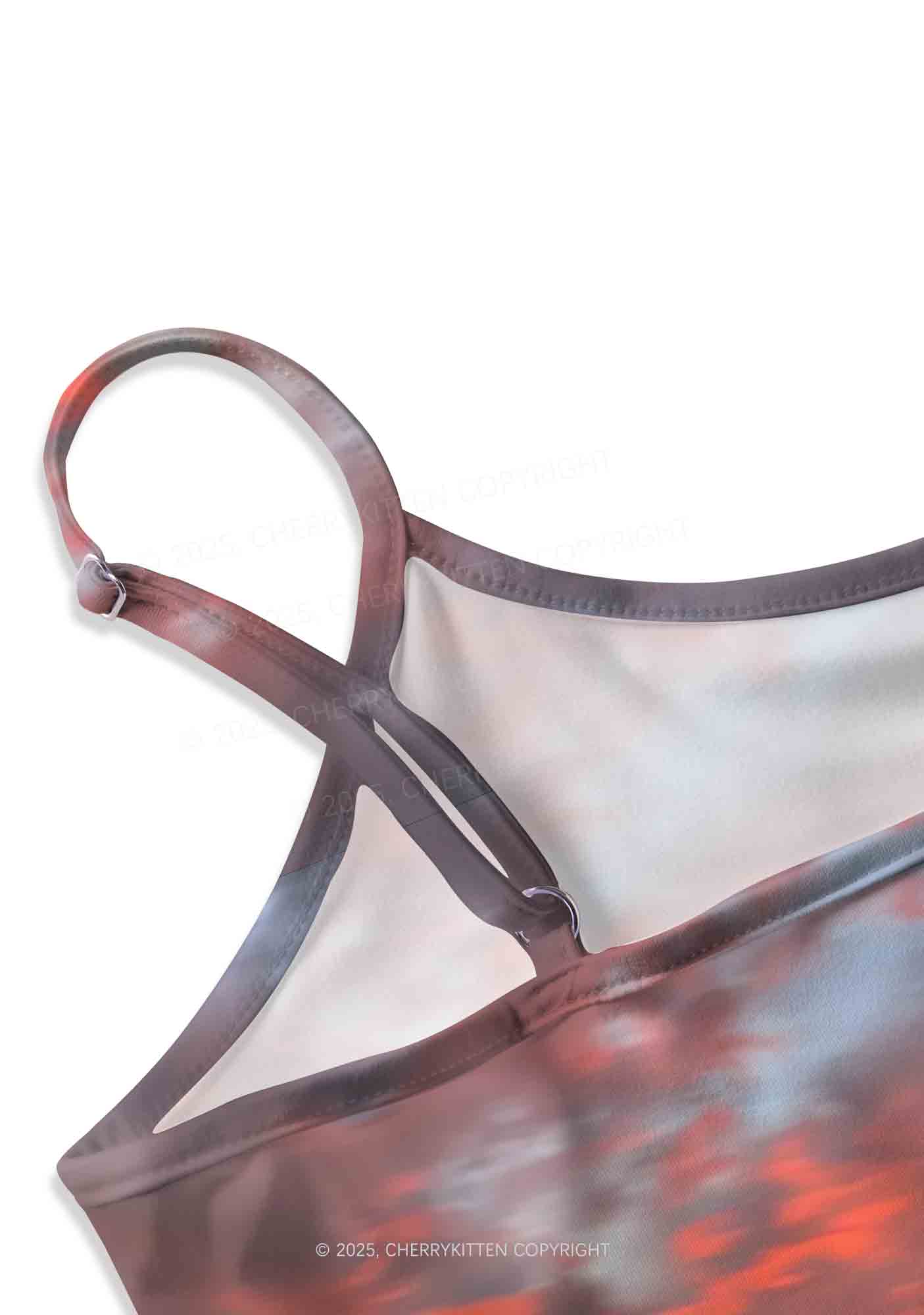 Sunset Palms Y2K Print Cami Crop Top Cherrykitten