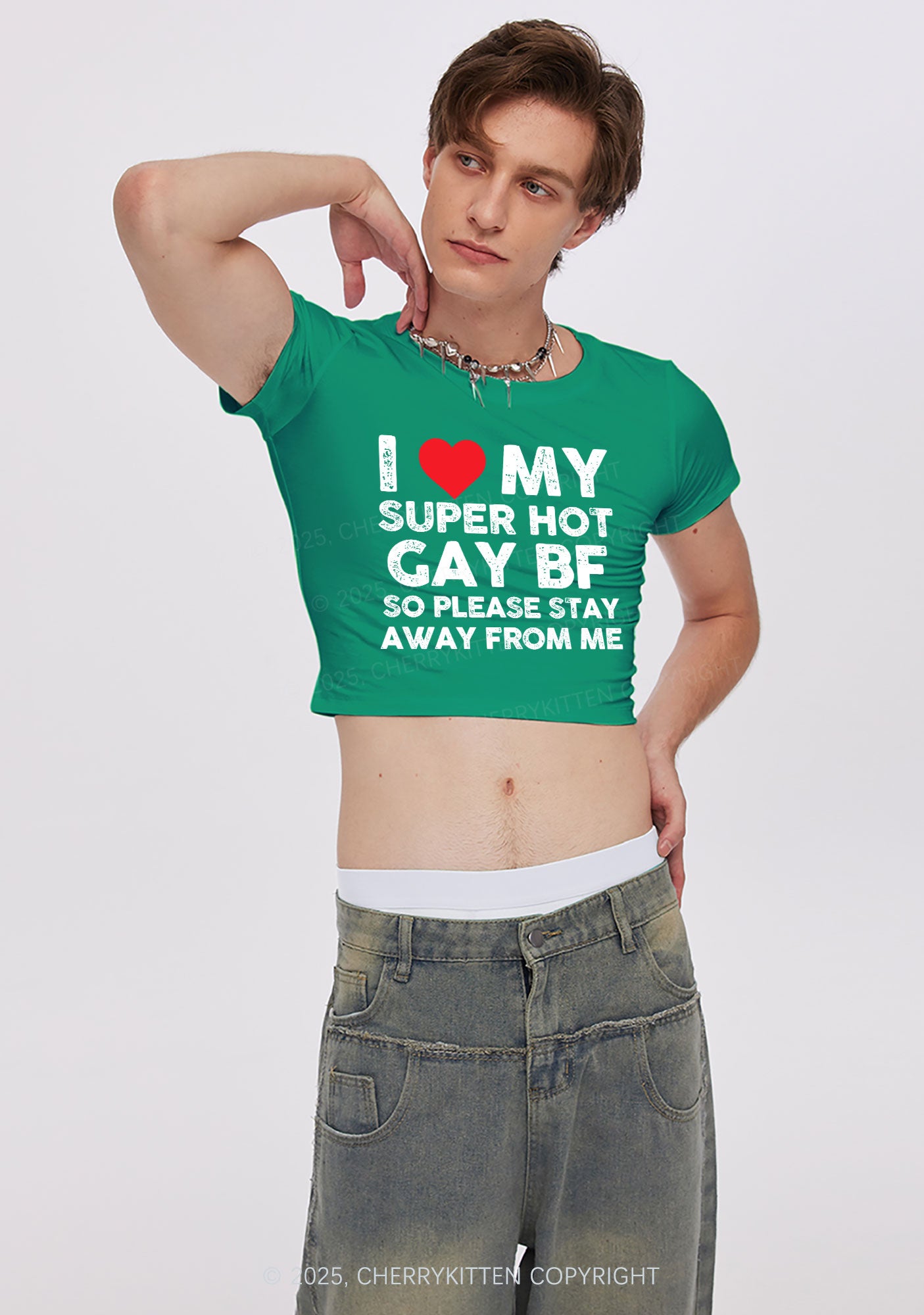 I Love My Hot BF Pride Y2K Baby Tee Cherrykitten
