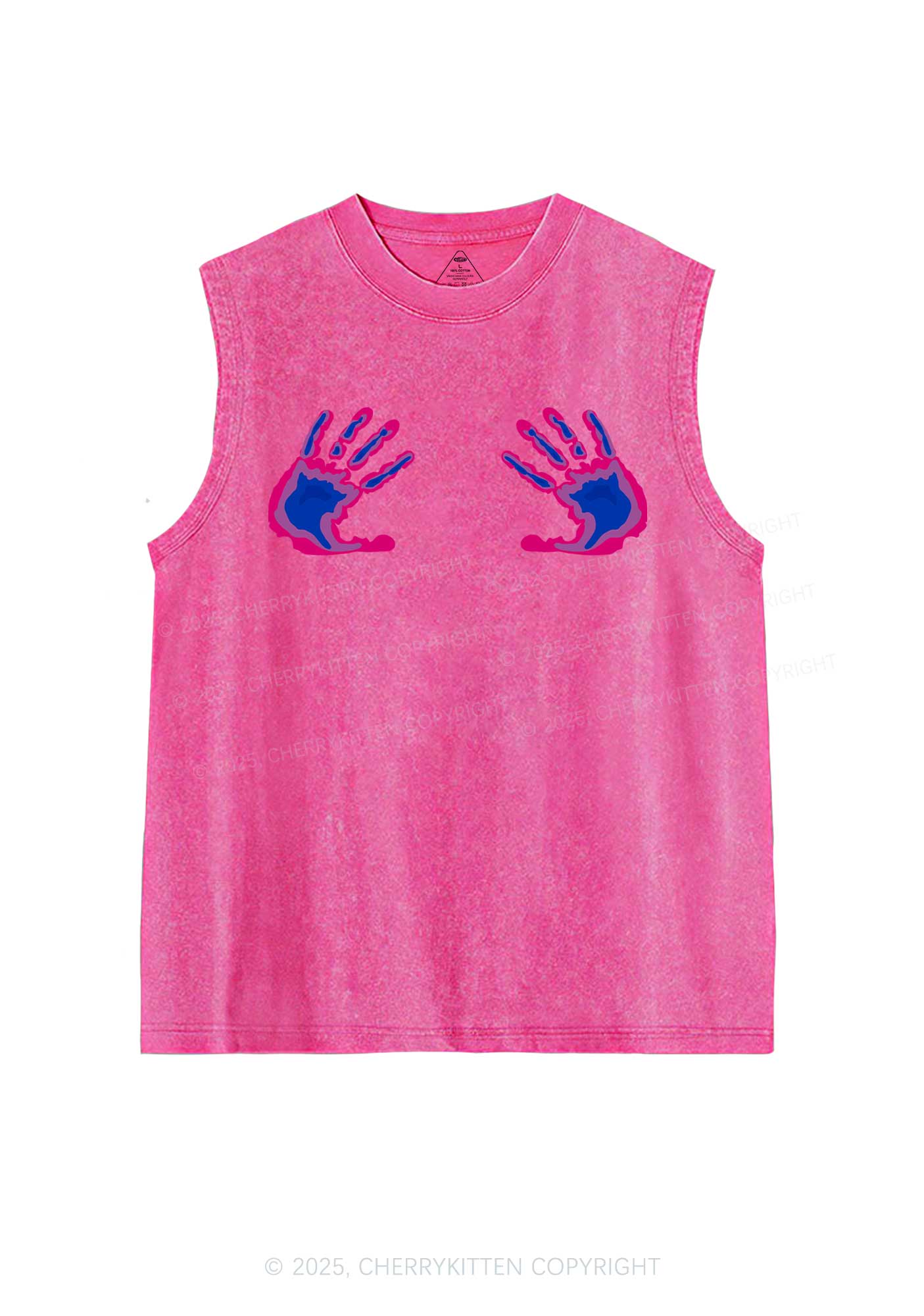 Bisexual Thermal Hands Pride Y2K Washed Muscle Tank Cherrykitten