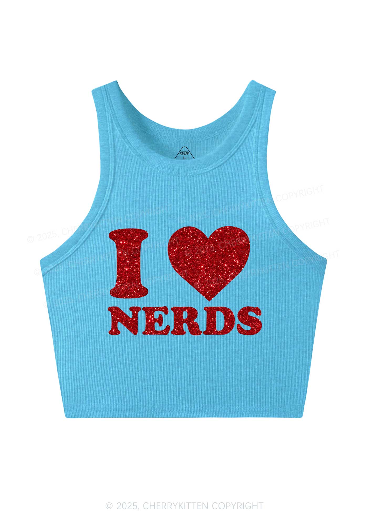 Glitter I Love Nerds Y2K Crop Tank Top Cherrykitten