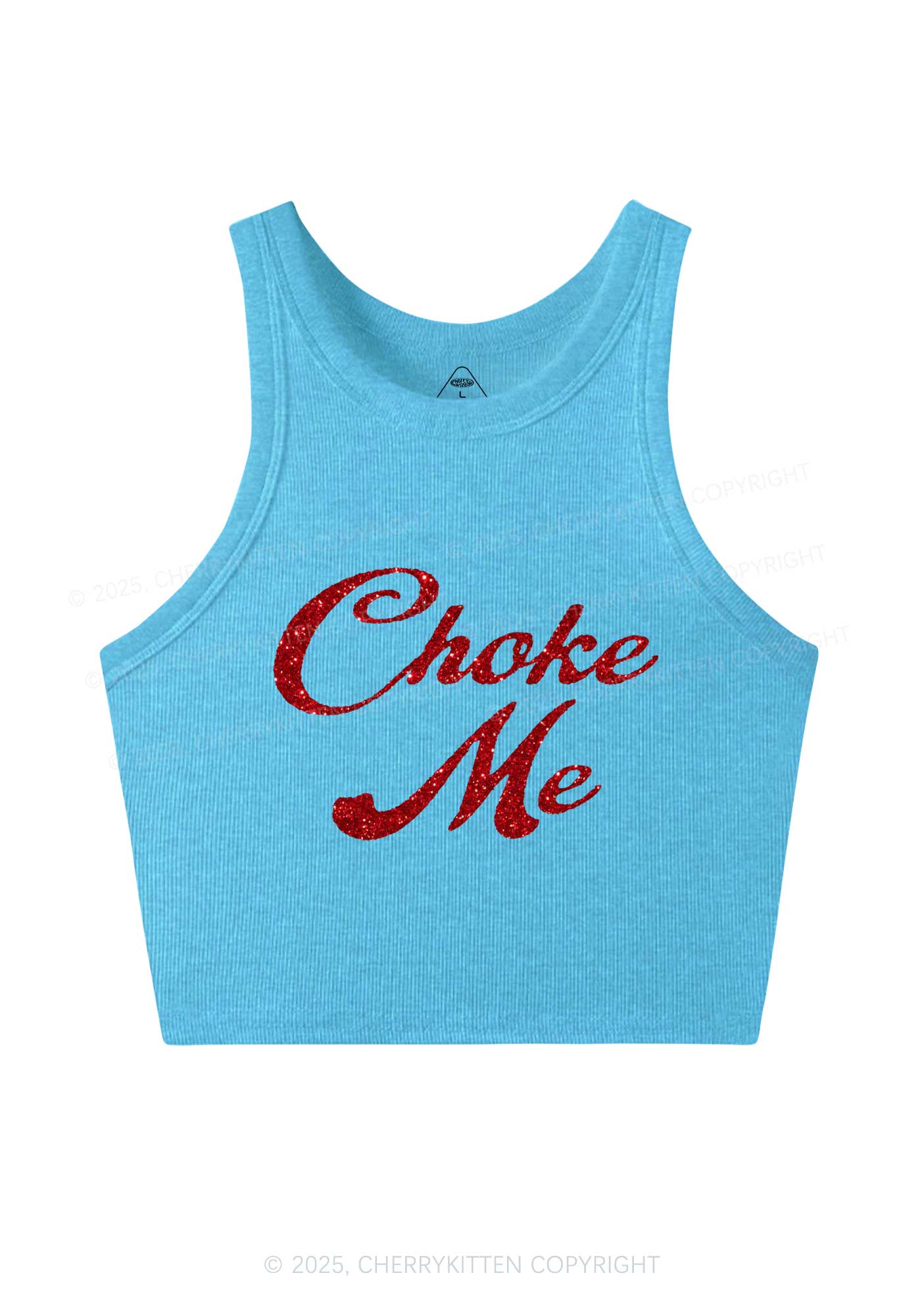 Glitter Choke Me Y2K Crop Tank Top Cherrykitten